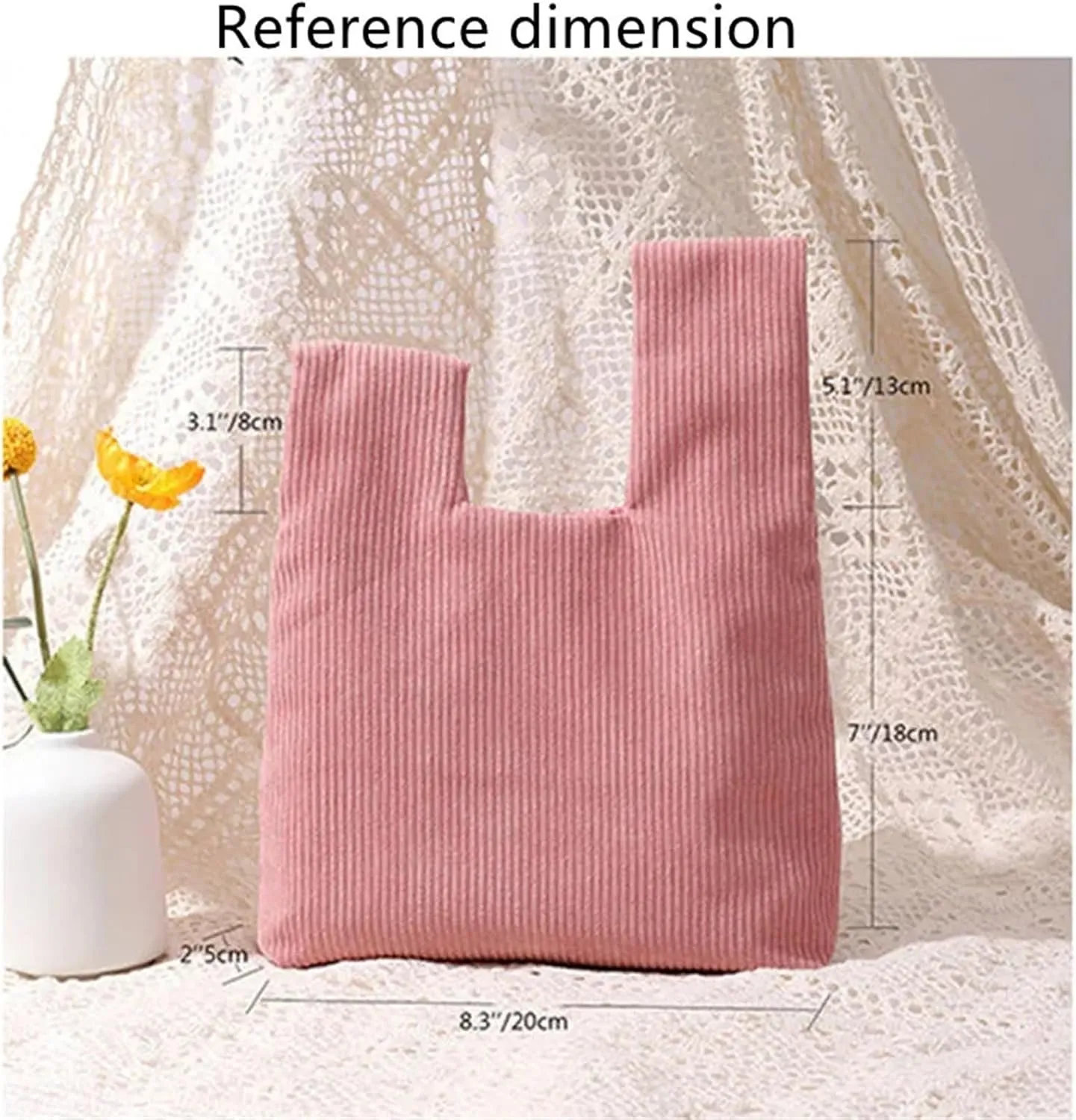 Portable Knot Wrist Bag Women Cotton Tote Bag Simple Purses Handbags Waterproof Shopping Bag Phone Key Pouch For Women