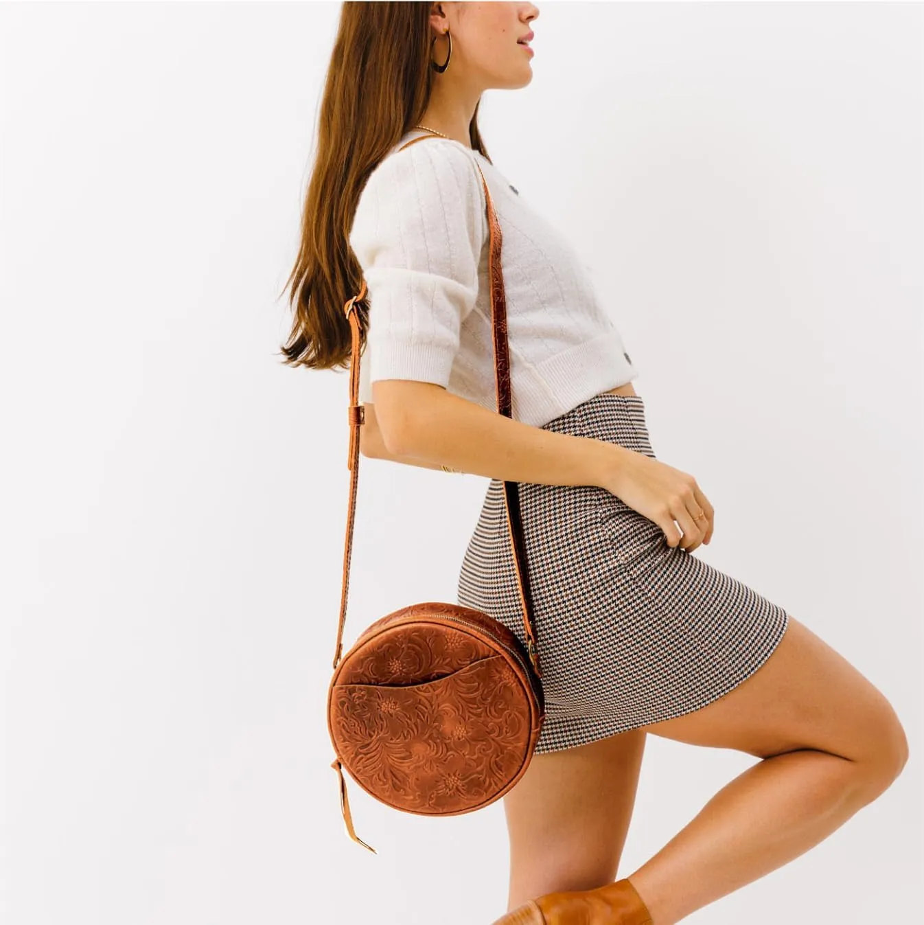 Portland Leather Goods Circle Crossbody Bag for Women – Handmade from the Finest Full-Grain Hides