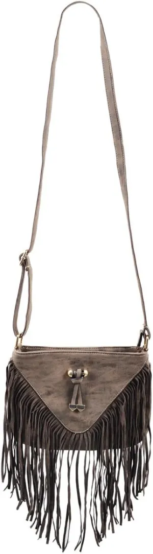 Premium Faux Suede Leather Fringe Tassel Crossbody Shoulder Bag