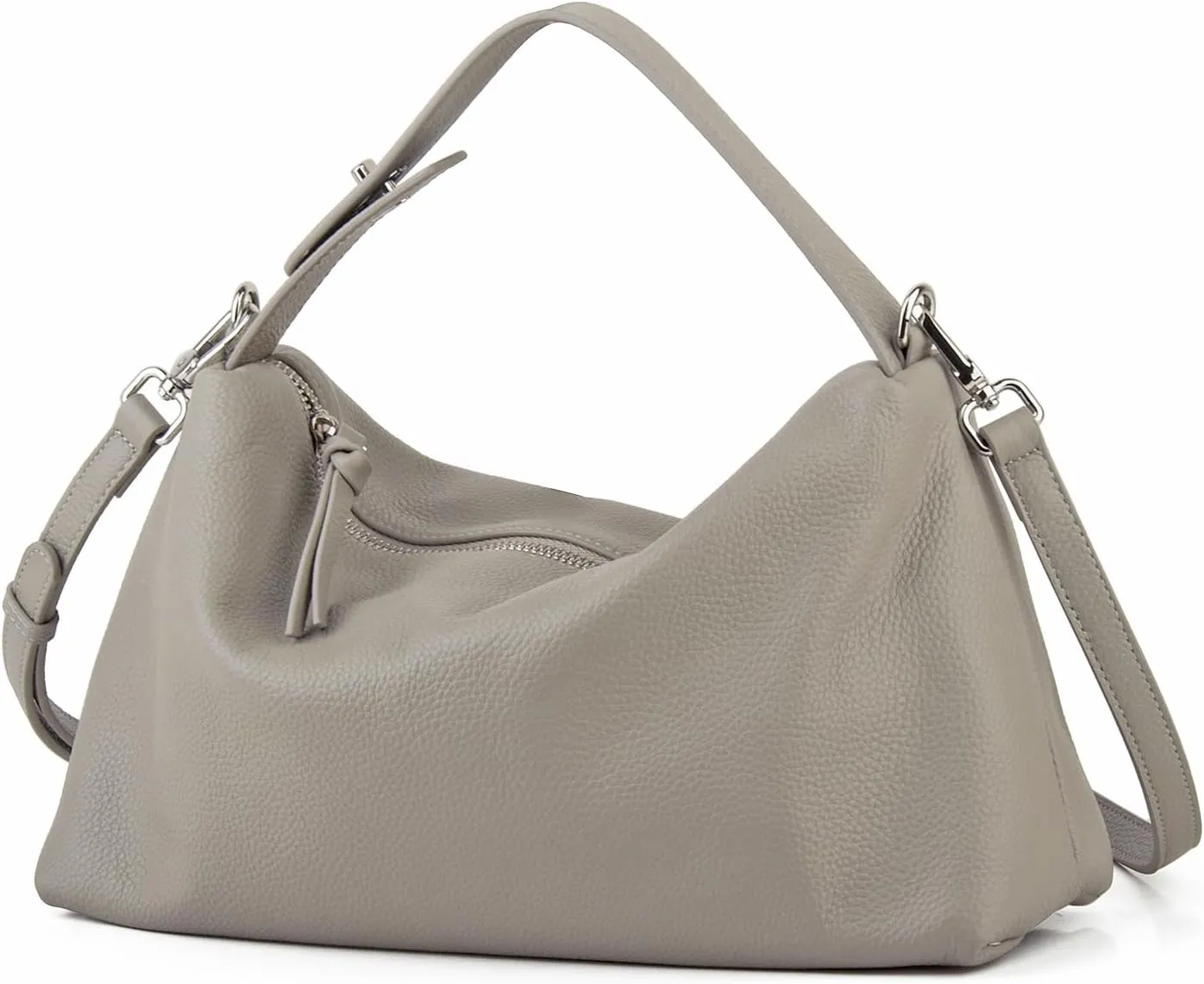 Premium Full-Grained Leather Crossbody Bags for Women, Slouchy Shoulder Bag with Adjustable Strap and Tote Handbag