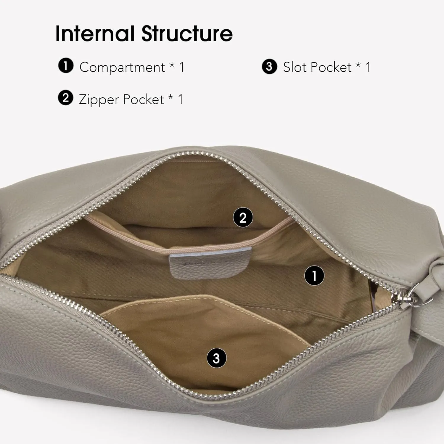 Premium Full-Grained Leather Crossbody Bags for Women, Slouchy Shoulder Bag with Adjustable Strap and Tote Handbag