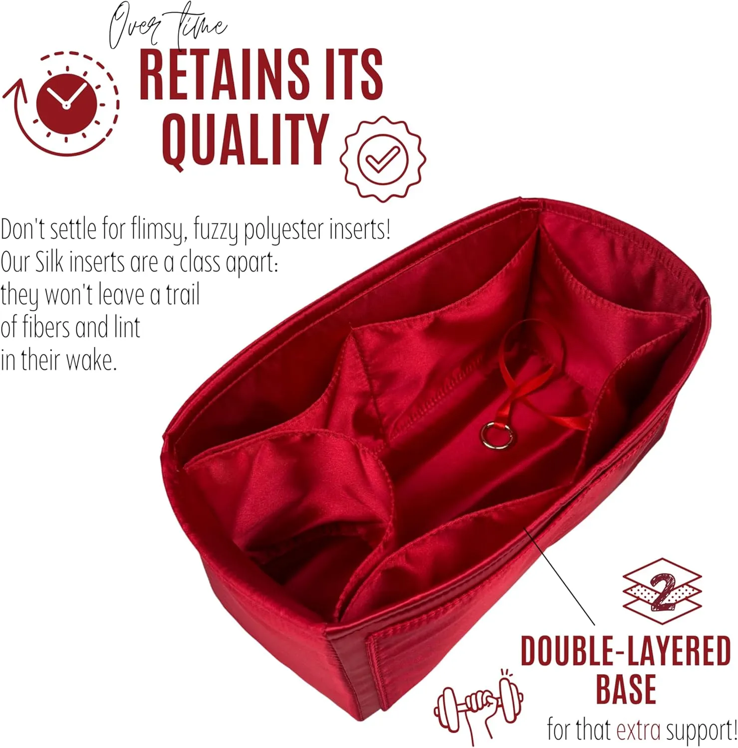 Premium Purse Organizer compatible with Lv Speedy Trunk 20 Bag Organizer - Handmade Smooth Natural Silk Bag Organizer, Perfect Fit for Nano 20 Mini Size (Red, For Speed* Trunk 20)