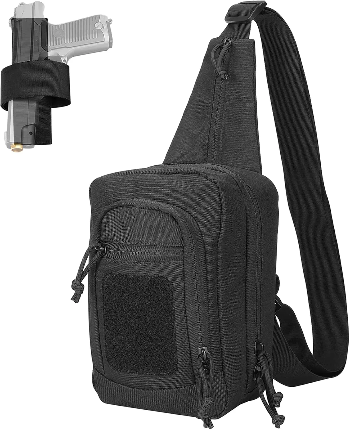 ProCase Tactical Sling Pistol Bag Concealed Carry, Shoulder Chest EDC CCW Pack for Handgun Outdoor Range Backpack -Black