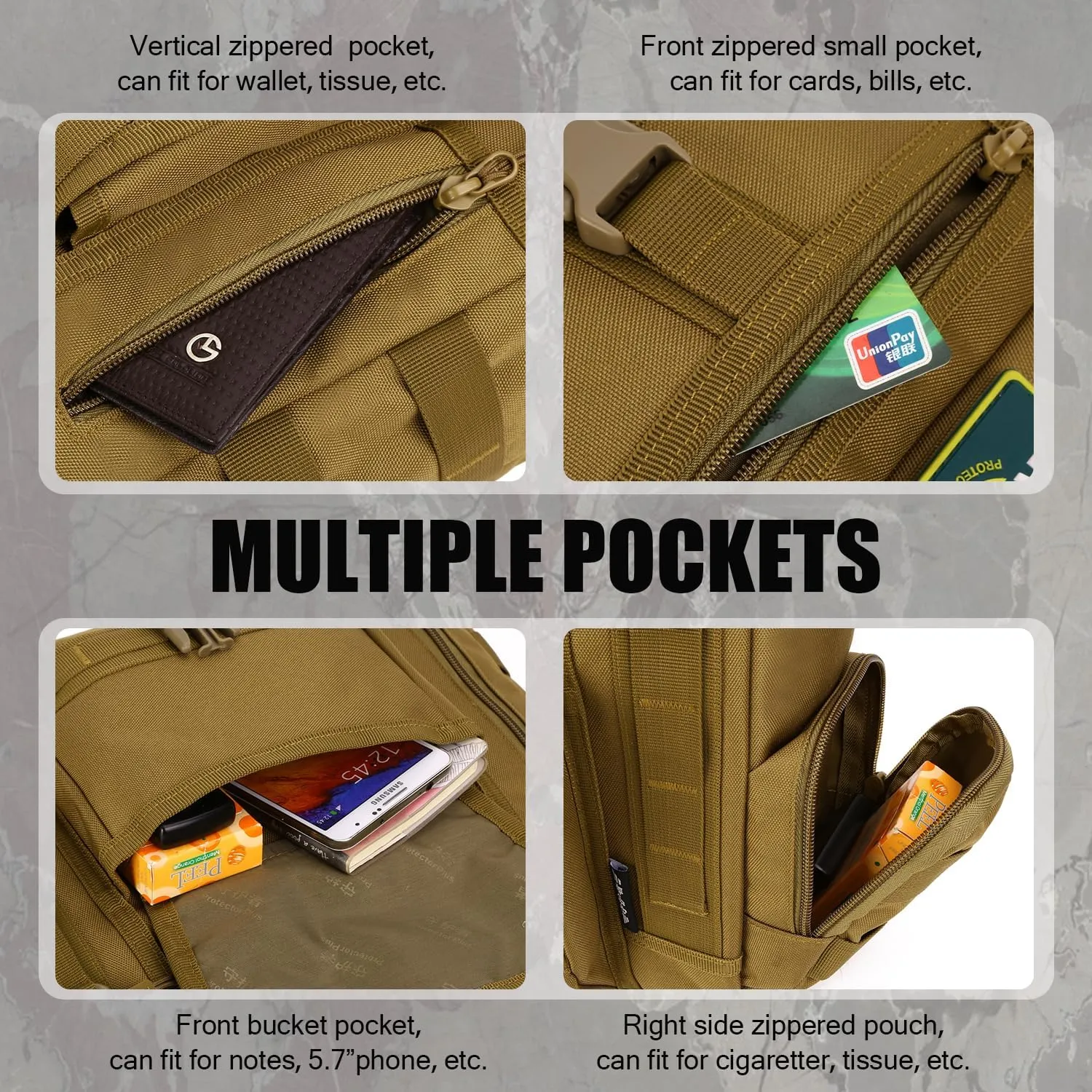 Protector Plus Tactical Messenger Bag Men Military MOLLE Sling Shoulder Pack (Patch Included)