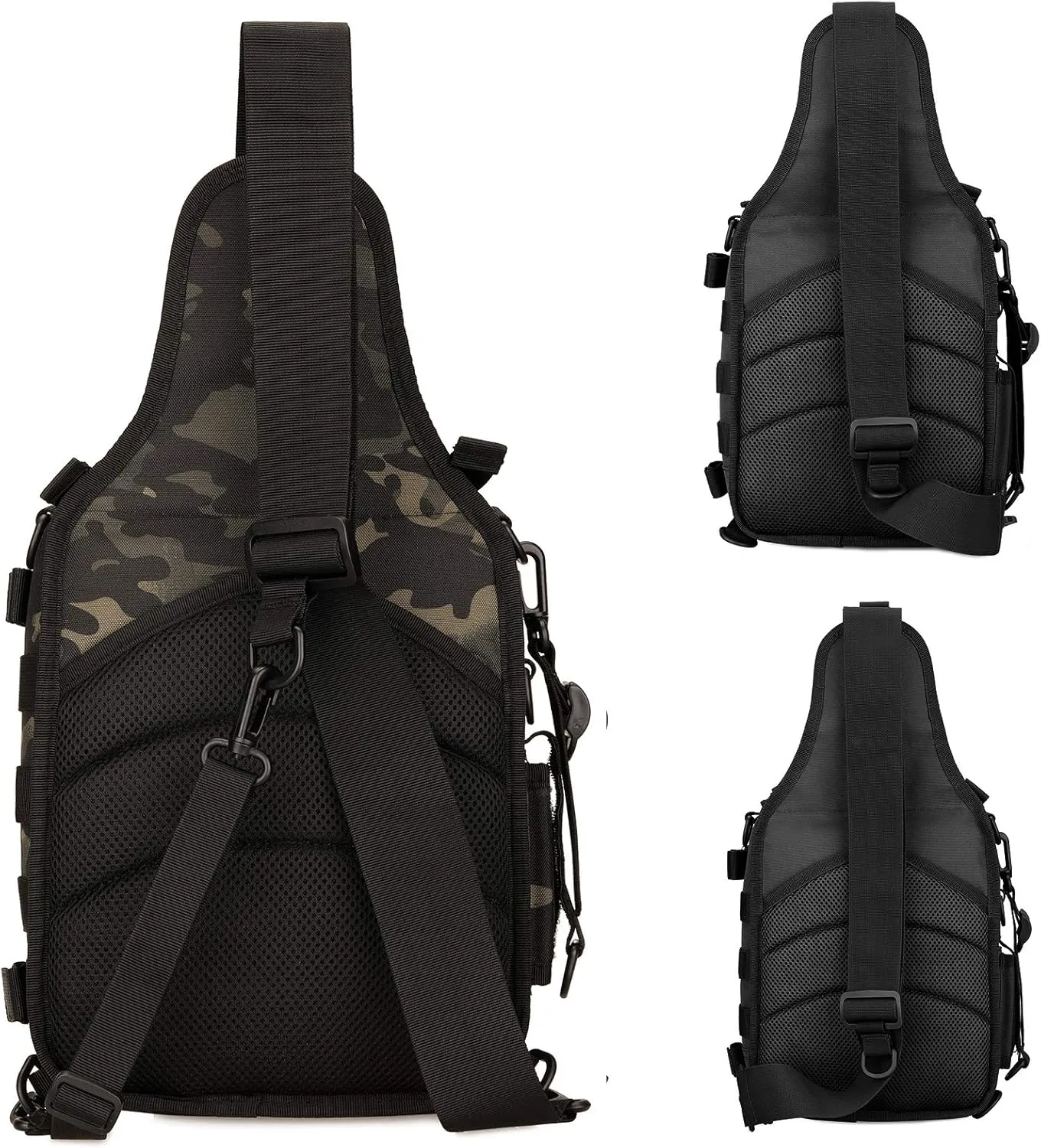 Protector Plus Tactical Sling Bag Military MOLLE Crossbody Pack Chest Shoulder Backpack (Patch Included)