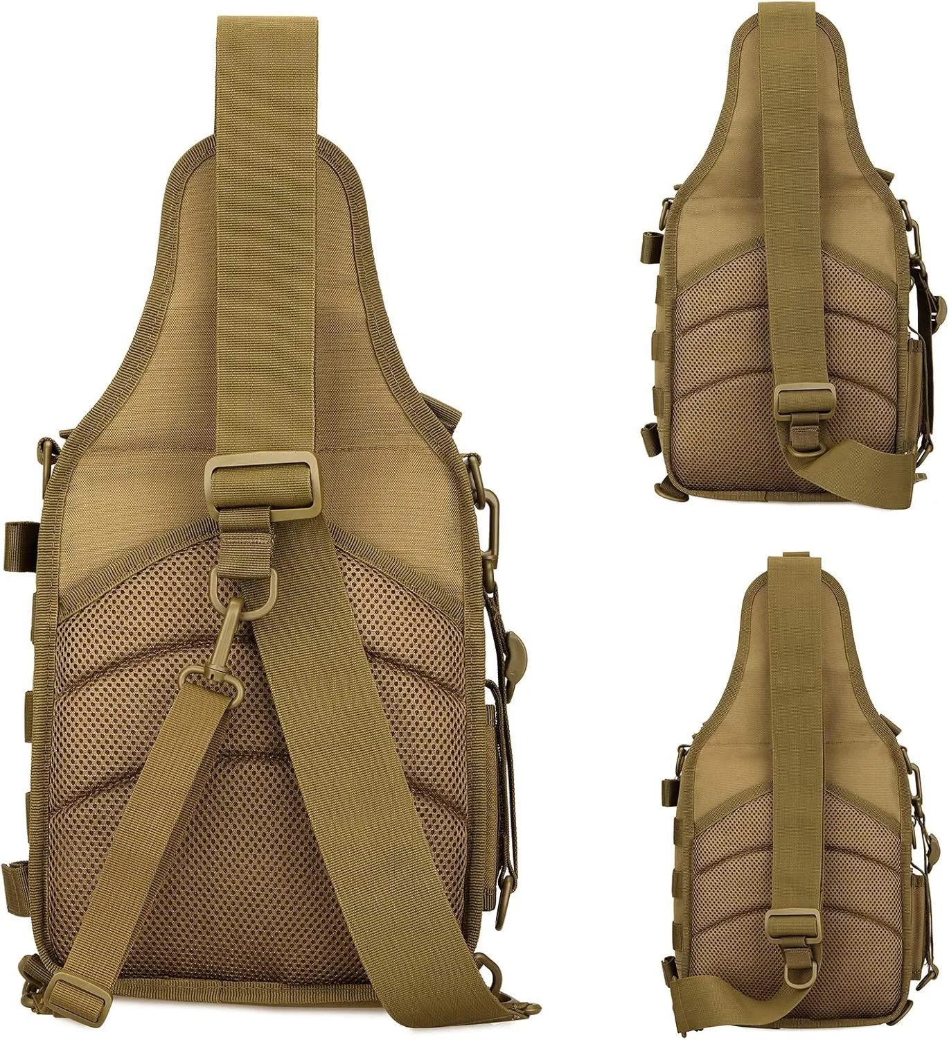 Protector Plus Tactical Sling Bag Military MOLLE Crossbody Pack Chest Shoulder Backpack (Patch Included)