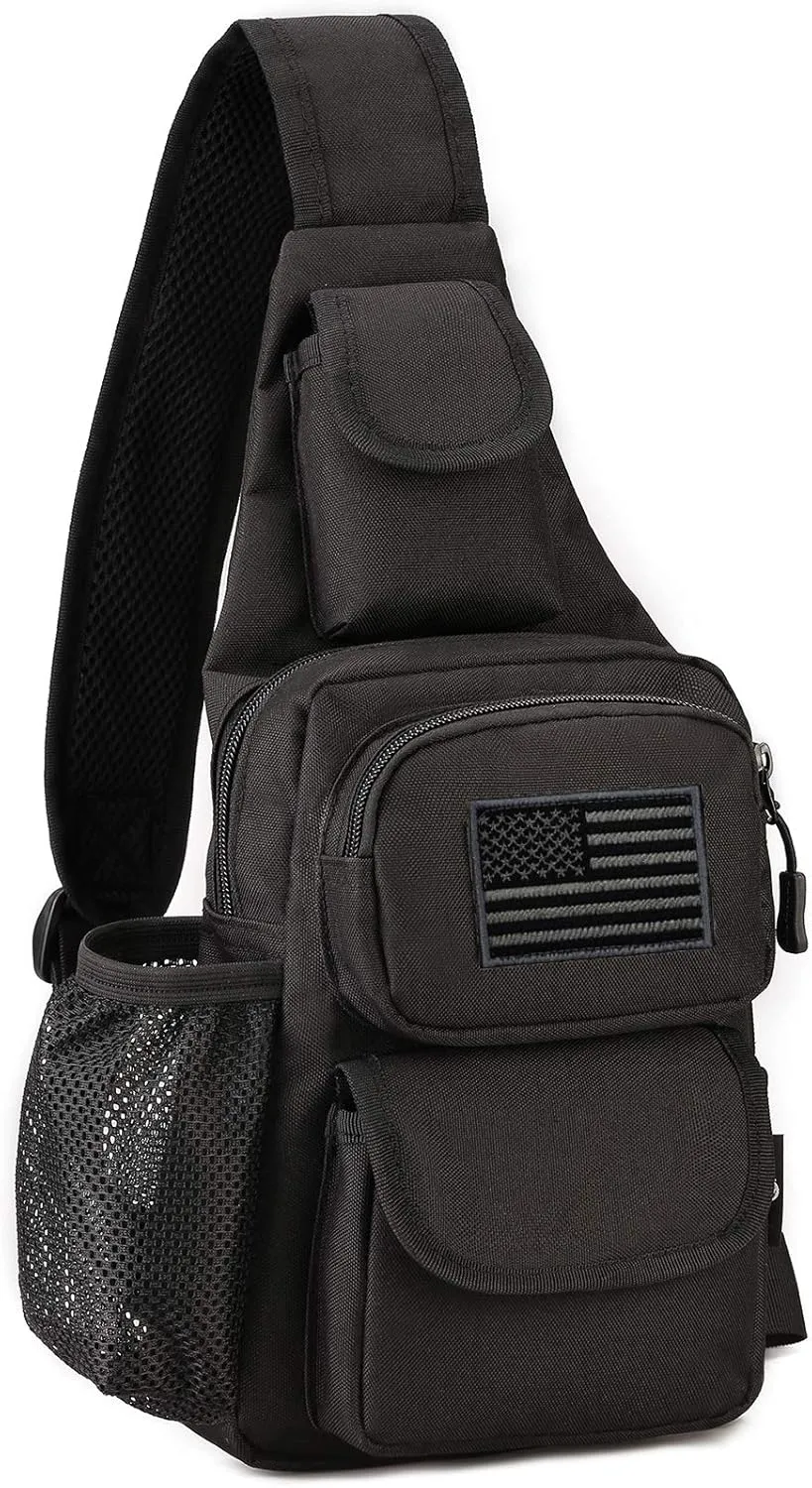 Protector Plus Tactical Sling Bag Military MOLLE Crossbody Pack (Patch Included)