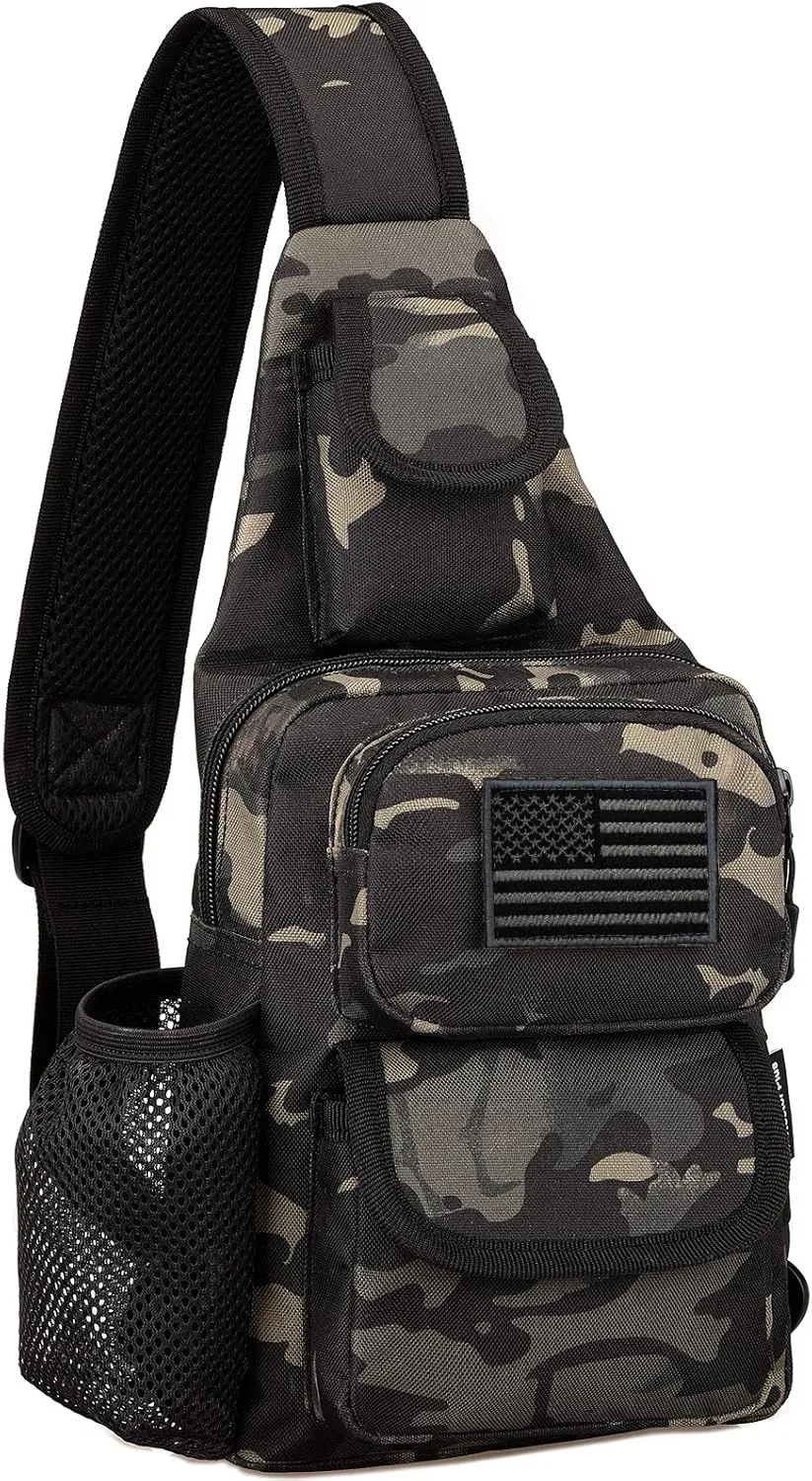 Protector Plus Tactical Sling Bag Military MOLLE Crossbody Pack (Patch Included)