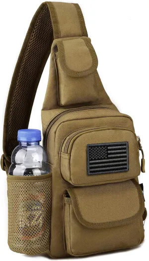 Protector Plus Tactical Sling Bag Military MOLLE Crossbody Pack (Patch Included)
