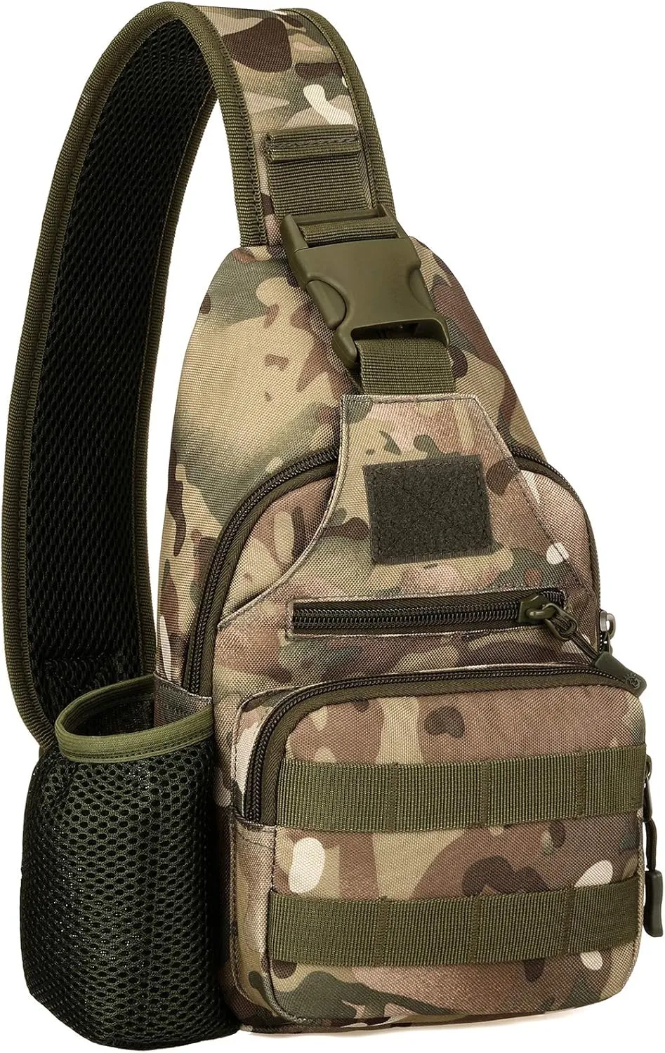 Protector Plus Tactical Sling Bag Military MOLLE Crossbody Pack with USB Charging Port Chest Shoulder Backpack EDC Diaper Satchel Motorcycle Bicycle Daypack (Patch Included),CP