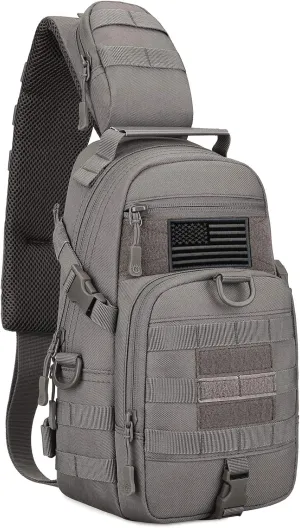 Protector Plus Tactical Sling Bag Military MOLLE Crossbody Packs Chest Shoulder Backpack (Patch Included)