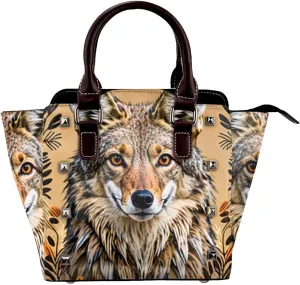 PU Leather Rivet Shoulder Bag for Women,Wily Coyote Print Women's Crossbody Handbag Purse Adjustable & Removable Strap Small Tote Bags
