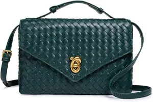PU Leather Woven Crossbody Purses Women Crescent Hobo Bags Satchel Shoulder Bag Knotlock Messenger Envelope Handbag 2025