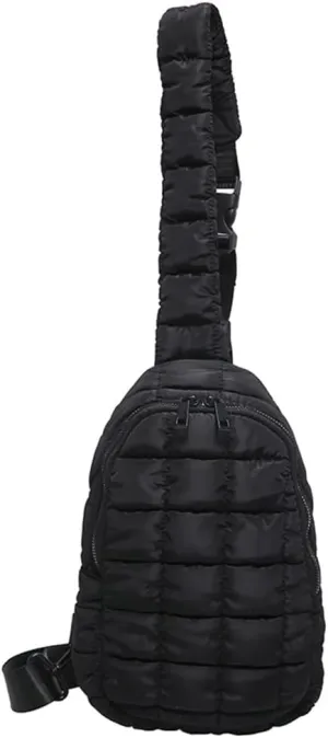 Puffy Crossbody Bag For Women Nylon Handbag Puffer Tote Bags Chest Bag Shoulder Purse Quilted Sling Bag Travel Hiking 2024