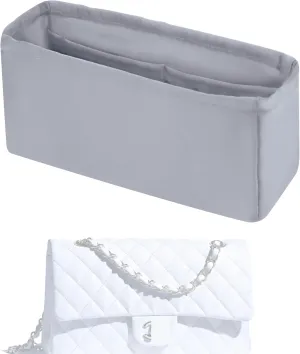 Purse Handbag Silky Organizer Insert Keep Bag Shape Fits Chanel Classic Flap CF Mini Square 17/20/Small/Medium/Jumbo/Maxi Bags, Luxury Handbag Tote Lightweight Sturdy(CF Medium 25,Bleu pale)