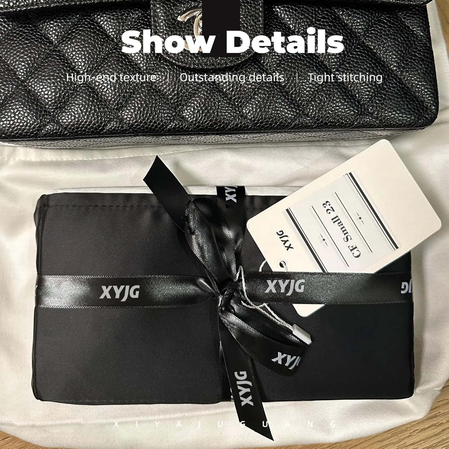 Purse Handbag Silky Organizer Insert Keep Bag Shape Fits Chanel Classic Flap CF Mini Square 17/20/Small/Medium/Jumbo/Maxi Bags, Luxury Handbag Tote Lightweight Sturdy(CF Mini 20,Black)