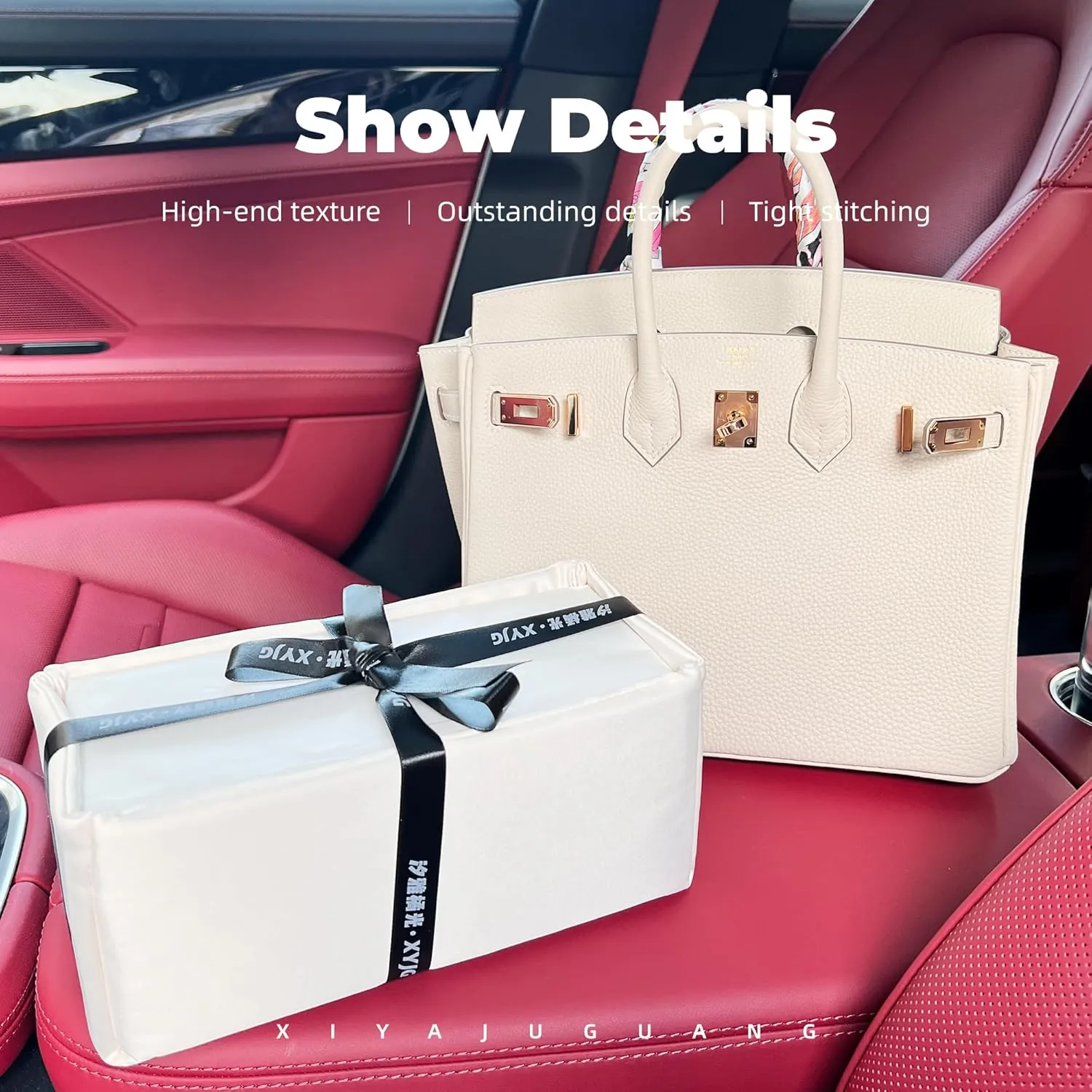 Purse Handbag Silky Organizer Insert Keep Bag Shape Fits Herme Birkin 20/25/30/35/40 bags, Luxury Handbag Tote Lightweight Sturdy(Craie,BK 25)