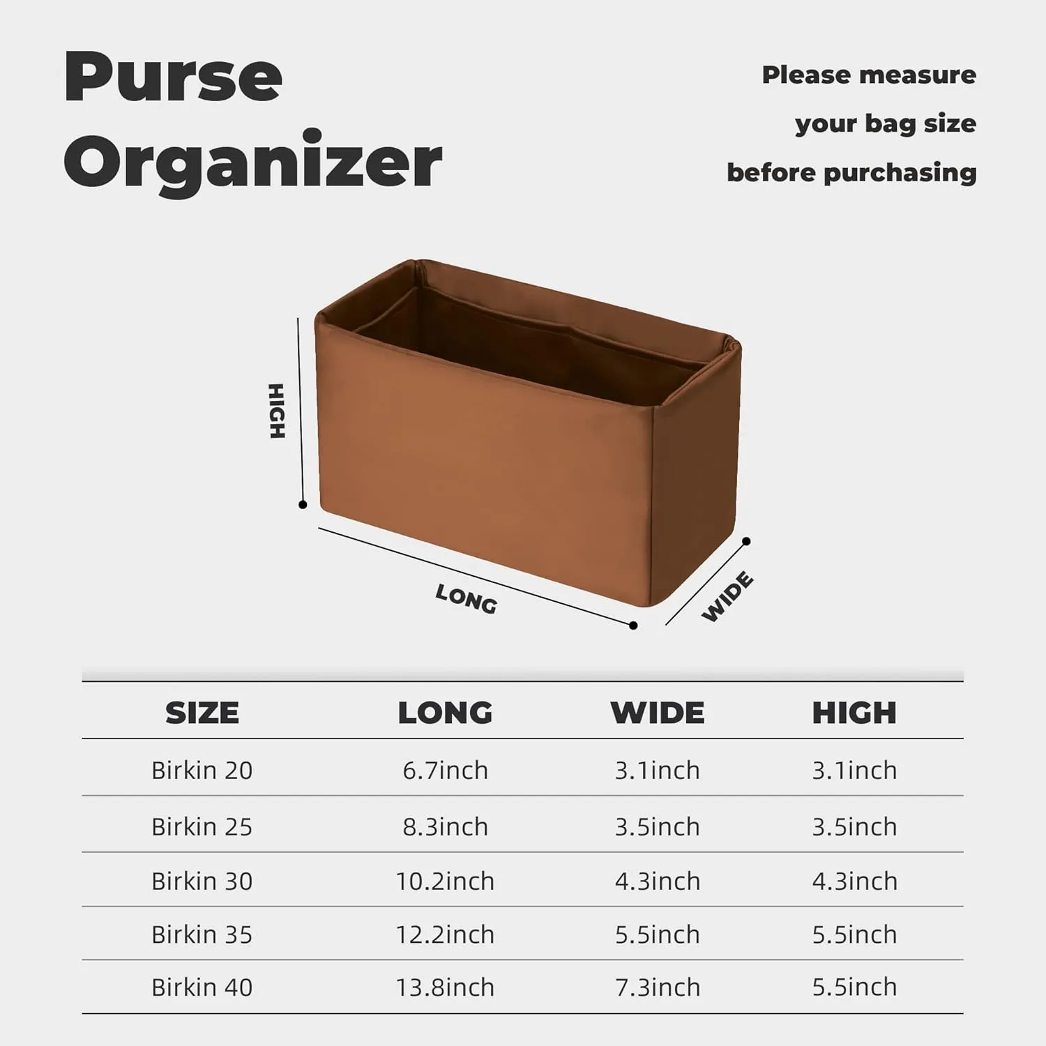 Purse Handbag Silky Organizer Insert Keep Bag Shape Fits Herme Birkin 20/25/30/35/40 bags, Luxury Handbag Tote Lightweight Sturdy(Gold,BK 35)