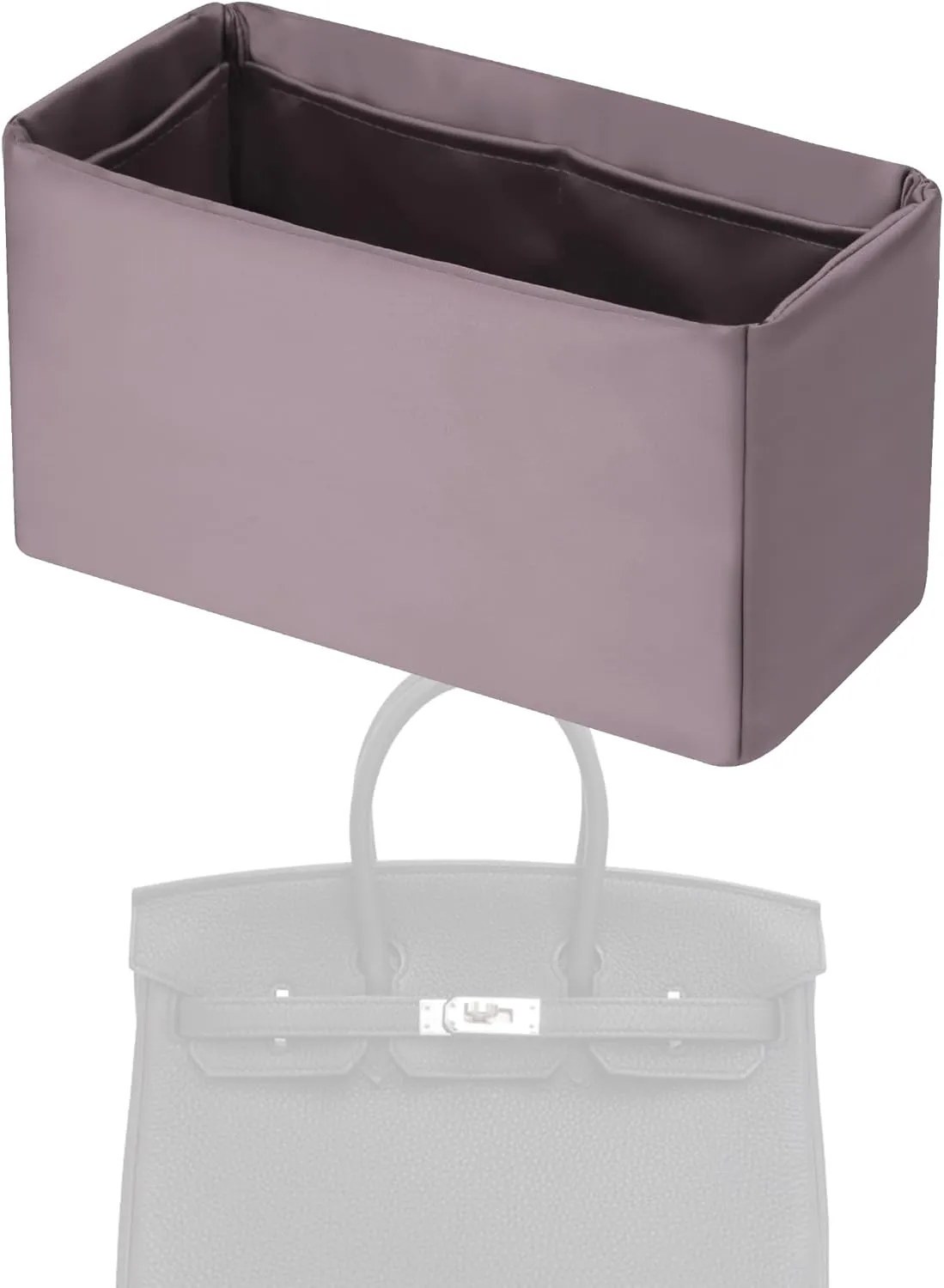 Purse Handbag Silky Organizer Insert Keep Bag Shape Fits Herme Birkin 20/25/30/35/40 bags, Luxury Handbag Tote Lightweight Sturdy(Konjac Purple,BK 25)