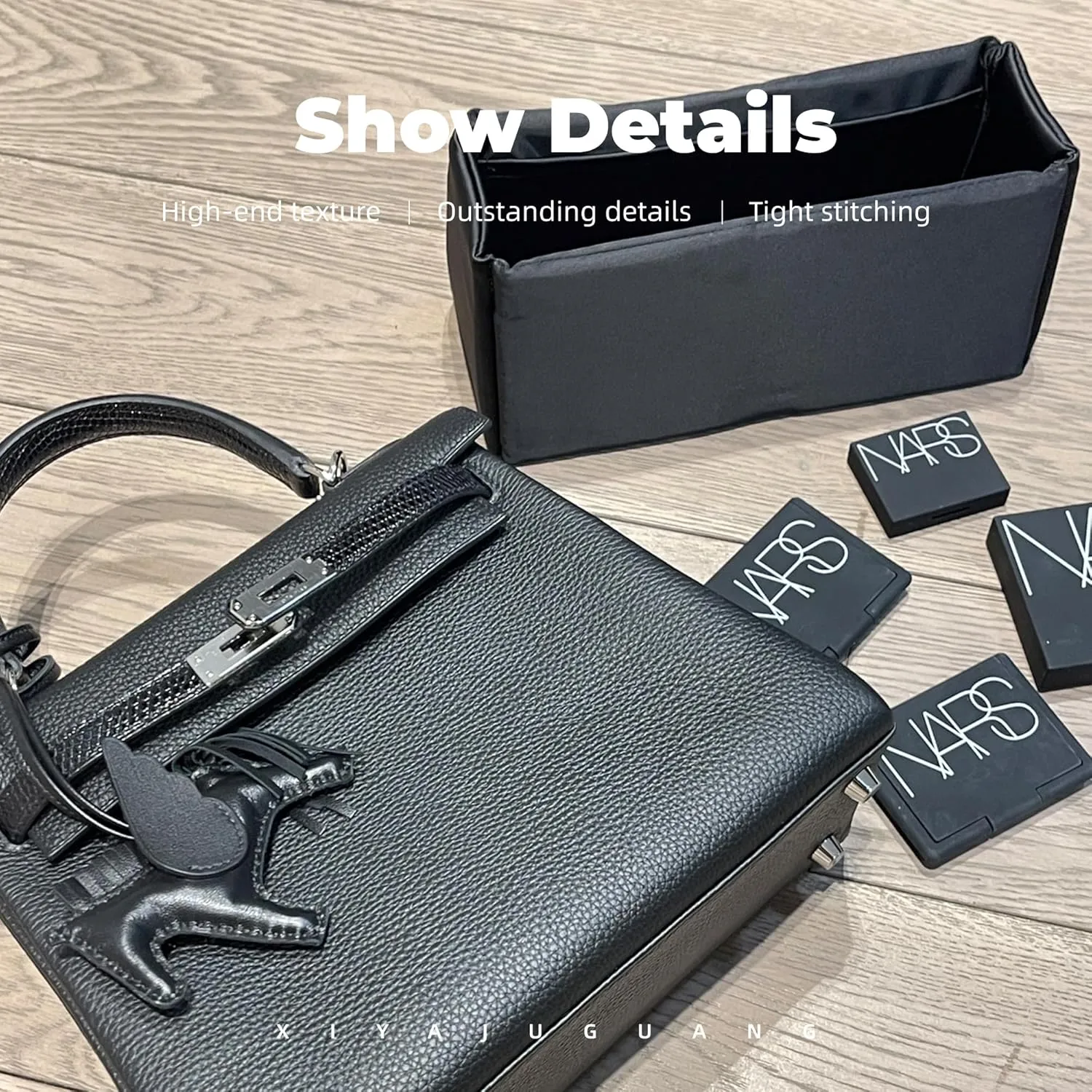 Purse Handbag Silky Organizer Insert Keep Bag Shape Fits Herme Kelly Pochette/Mini/20/25/32/35/40 bags, Luxury Handbag Tote Lightweight Sturdy(Kelly 25,Black)