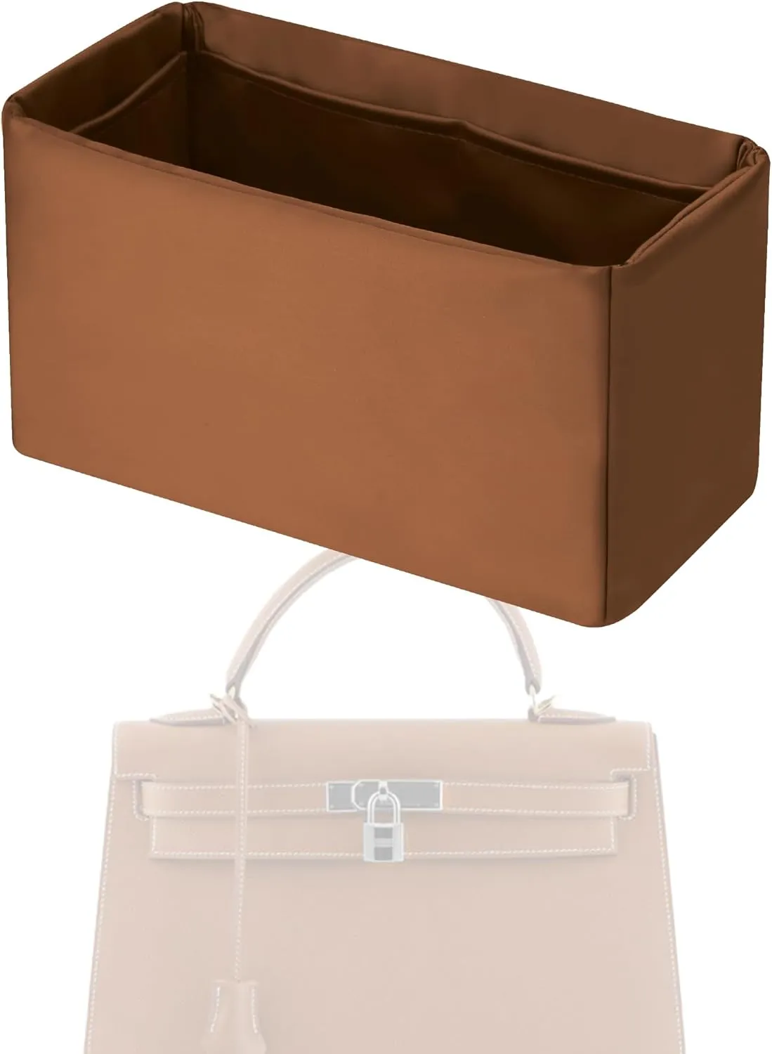 Purse Handbag Silky Organizer Insert Keep Bag Shape Fits Herme Kelly Pochette/Mini/20/25/32/35/40 bags, Luxury Handbag Tote Lightweight Sturdy(Kelly 25,Gold)