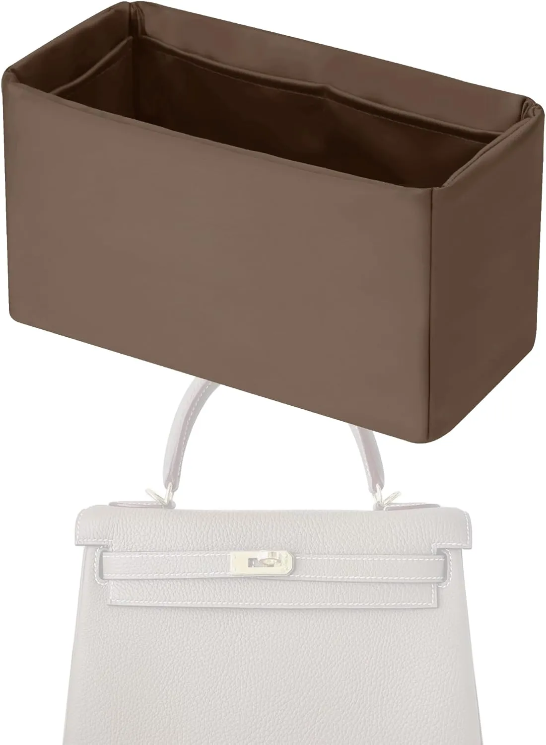 Purse Handbag Silky Organizer Insert Keep Bag Shape Fits Herme Kelly Pochette/Mini/20/25/32/35/40 bags, Luxury Handbag Tote Lightweight Sturdy(Kelly 32,Etoupe grey)