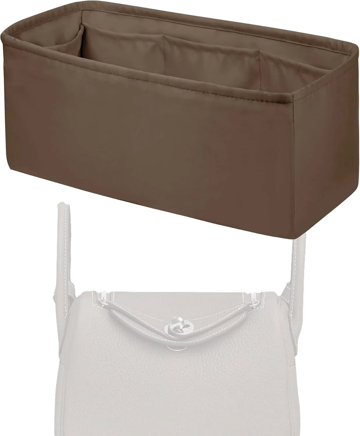 Purse Handbag Silky Organizer Insert Keep Bag Shape Fits Herme Lindy 19/26/30/34 bags, Luxury Handbag Tote Lightweight Sturdy(Etoupe grey,LD 19)