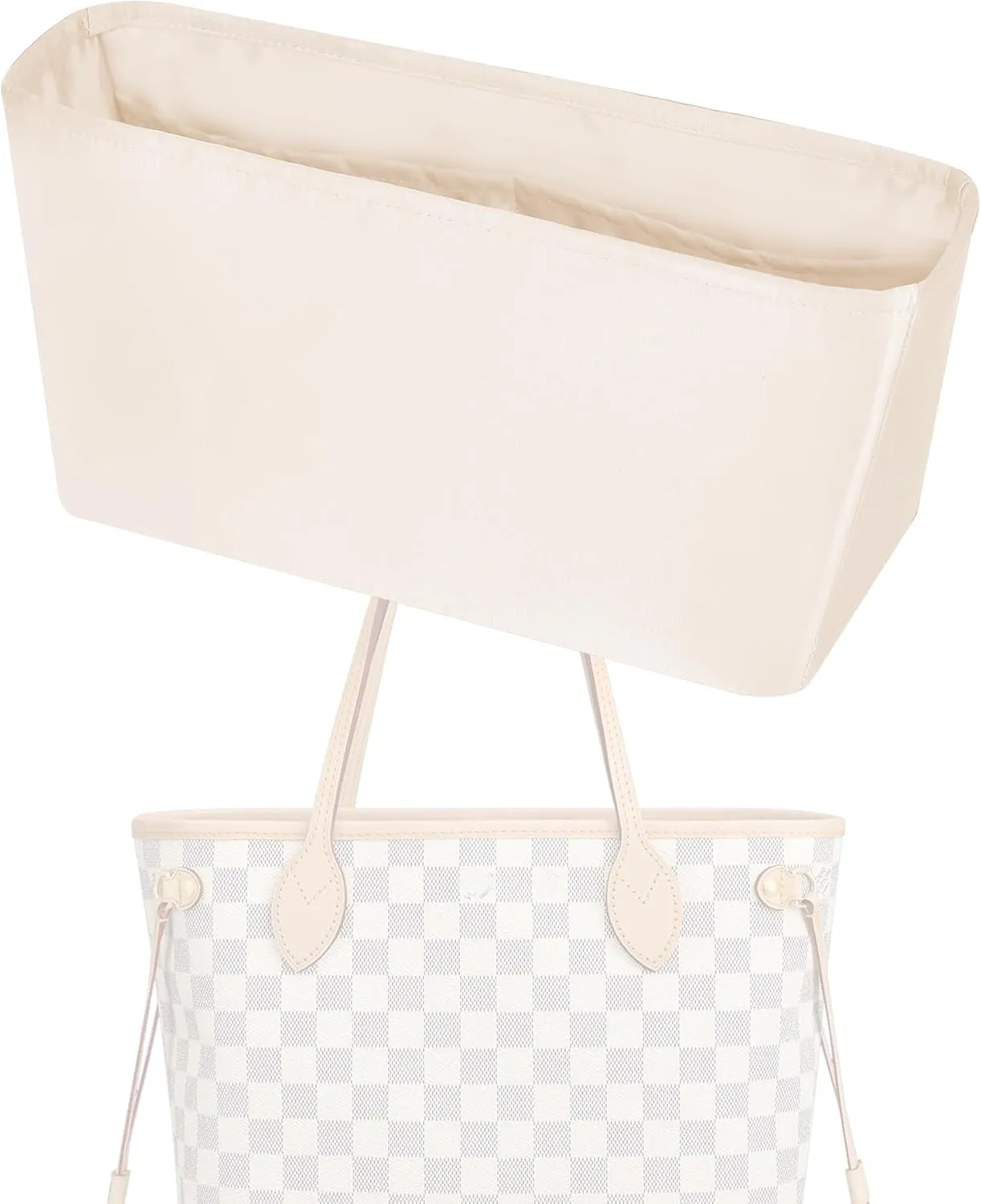 Purse Handbag Silky Organizer Insert Keep Bag Shape Fits LV-Neverfull-PM/MM/GM Bags, Luxury Handbag Tote Lightweight Sturdy(Craie, Neverfull-PM)