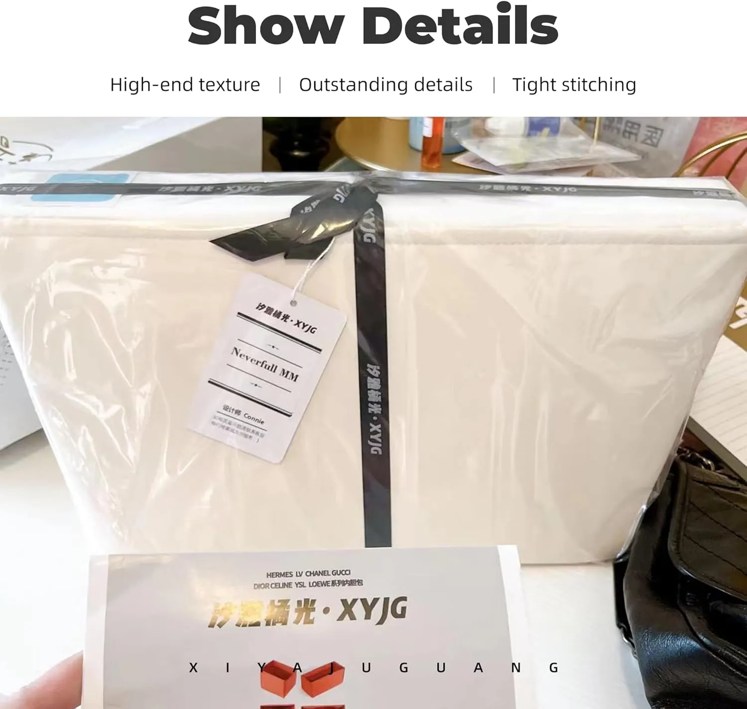 Purse Handbag Silky Organizer Insert Keep Bag Shape Fits LV-Neverfull-PM/MM/GM Bags, Luxury Handbag Tote Lightweight Sturdy(Craie, Neverfull-PM)
