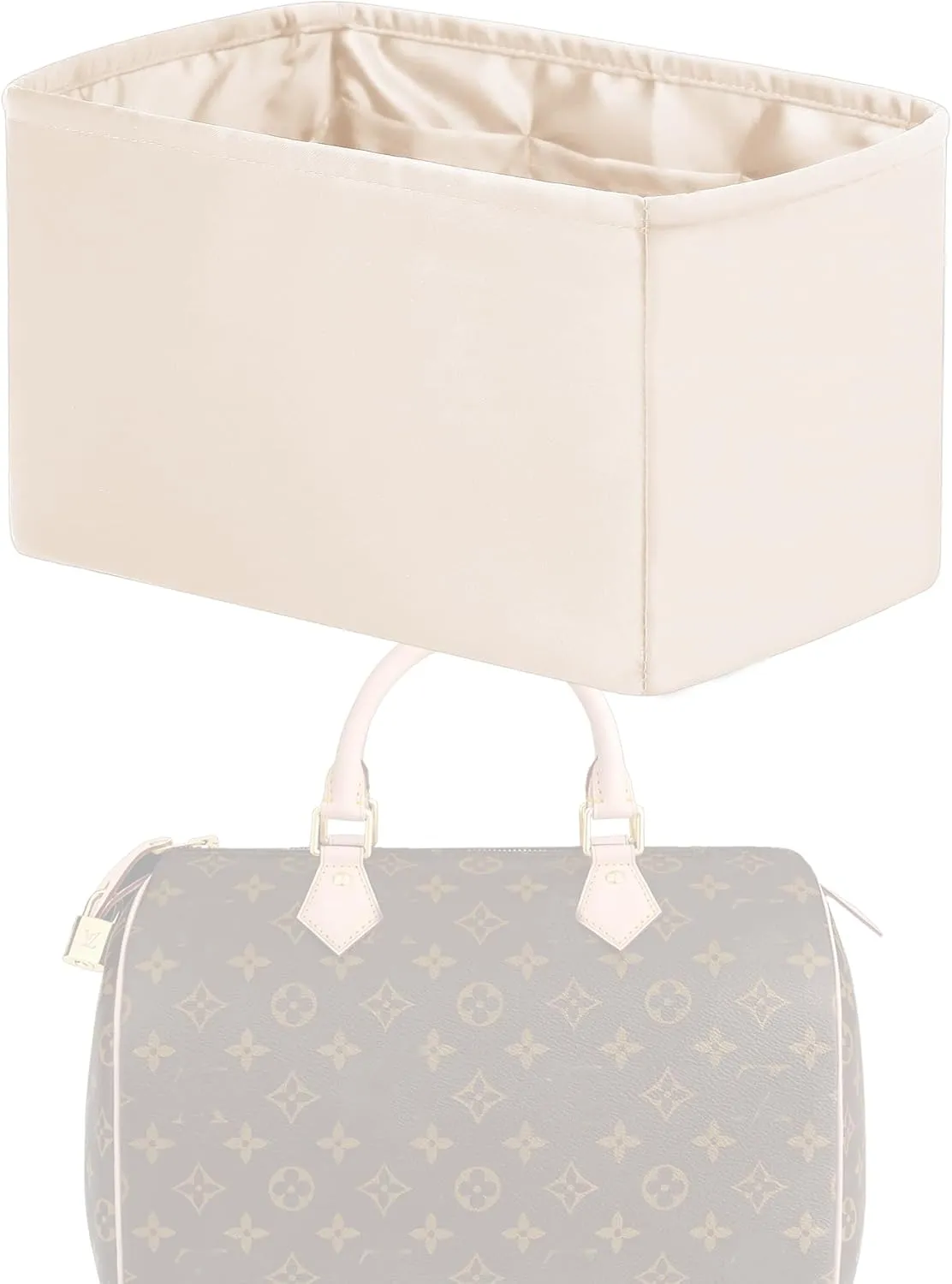 Purse Handbag Silky Organizer Insert Keep Bag Shape Fits LV Speedy 16/20/25/30/35/45 bags, Luxury Handbag Tote Lightweight Sturdy(Craie, Speedy 25)