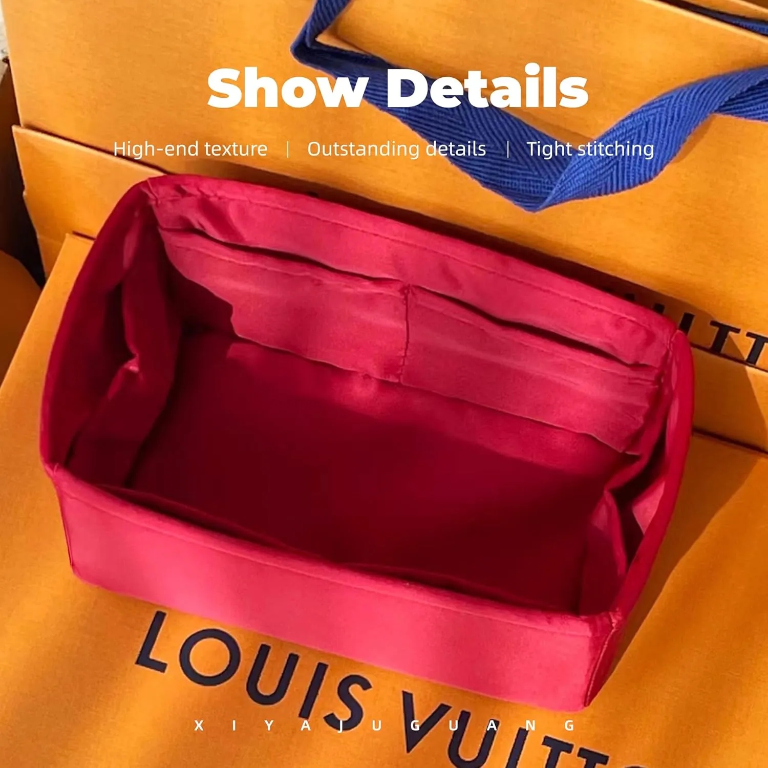 Purse Handbag Silky Organizer Insert Keep Bag Shape Fits LV Speedy 16/20/25/30/35/45 bags, Luxury Handbag Tote Lightweight Sturdy(Rouge moyen, Speedy 20)