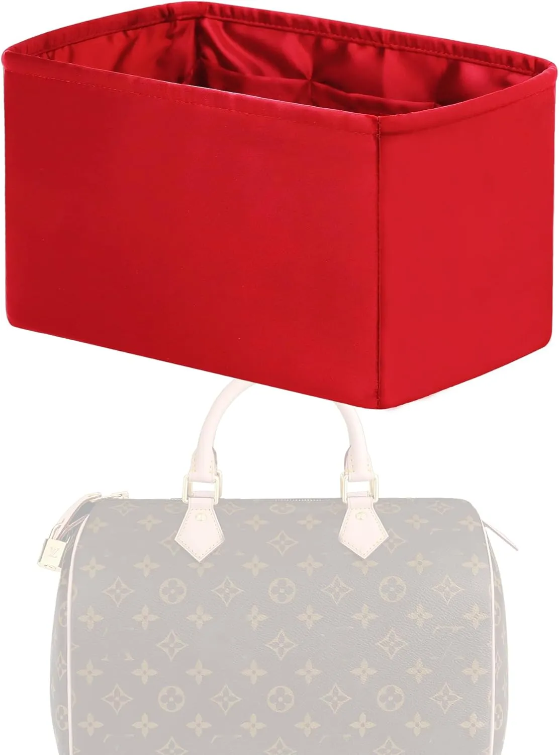 Purse Handbag Silky Organizer Insert Keep Bag Shape Fits LV Speedy 16/20/25/30/35/45 bags, Luxury Handbag Tote Lightweight Sturdy(Rouge moyen, Speedy 20)