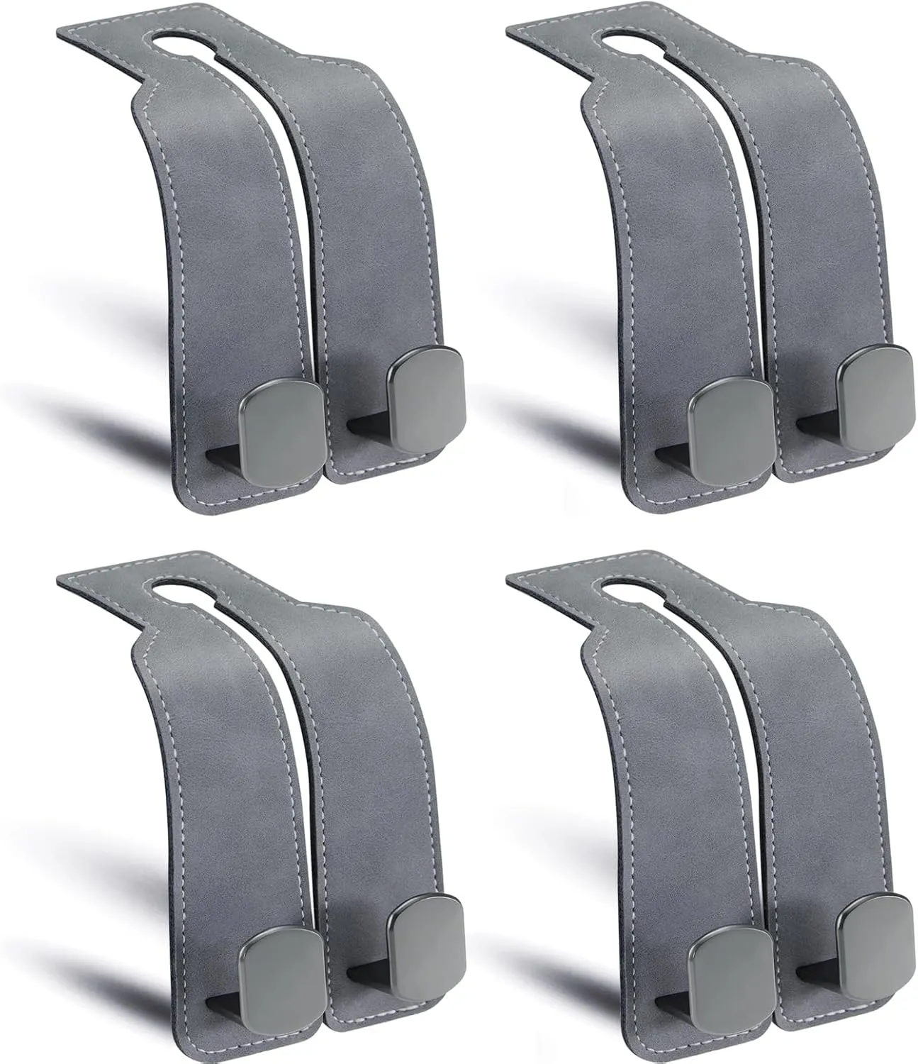 Purse Hook for Car, Thickened Leather Sturdy Metal Car Hooks for Purses and Bags Cute (Gray - 4 Pack)