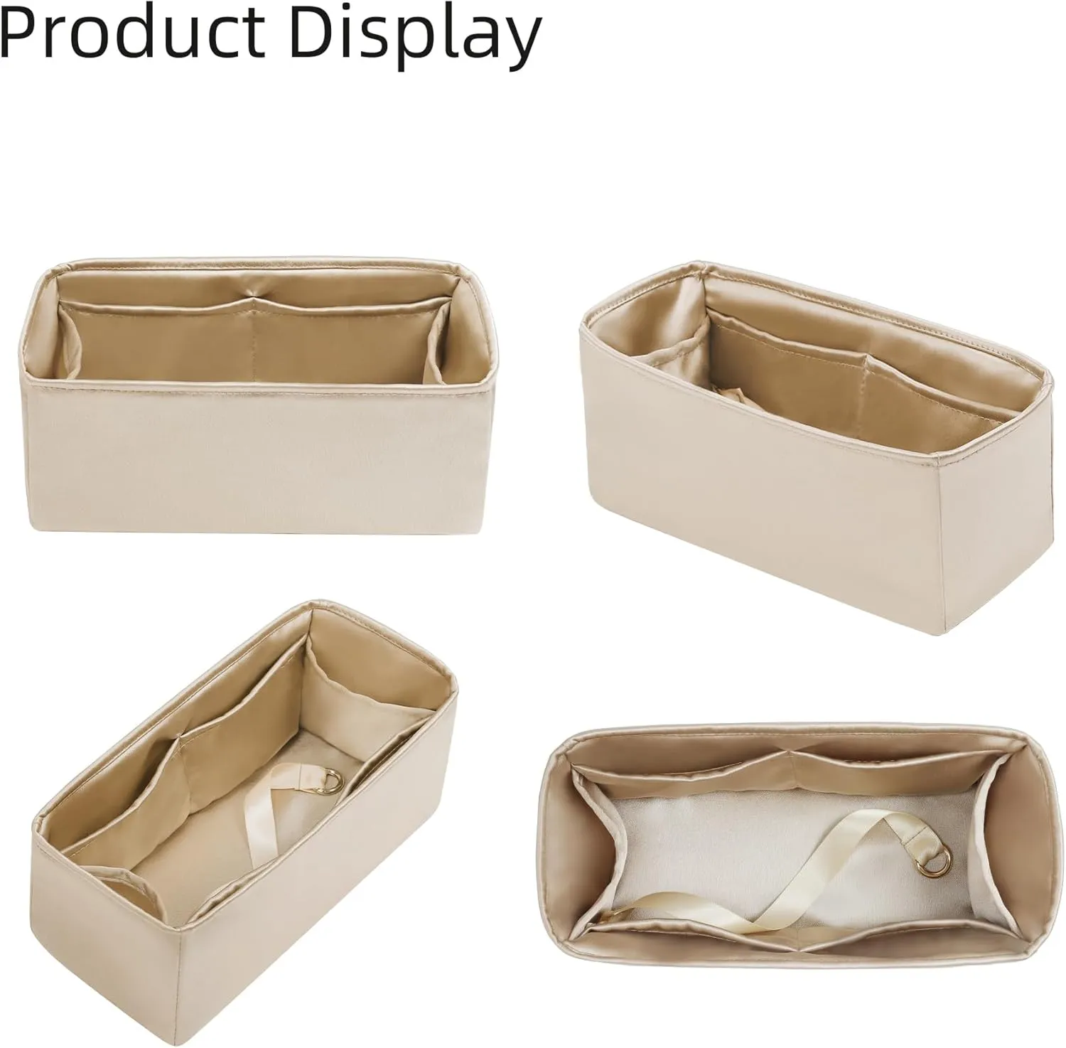 Purse Organizer for Dior Book Tote Mini/Small/Medium/Large,Silky Smooth Insert,Lightweight Bag in Bag,Luxury Handbag Storage Accessories(Small,Champagne)