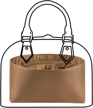 Purse Organizer Insert For Handbags, Silk Purse Organizer with Zipper, Silky Smooth, Bag Organizer For Speedy Neverfull Tote,onthego,Artsy, 6 Sizes(Medium, Silky Brown)
