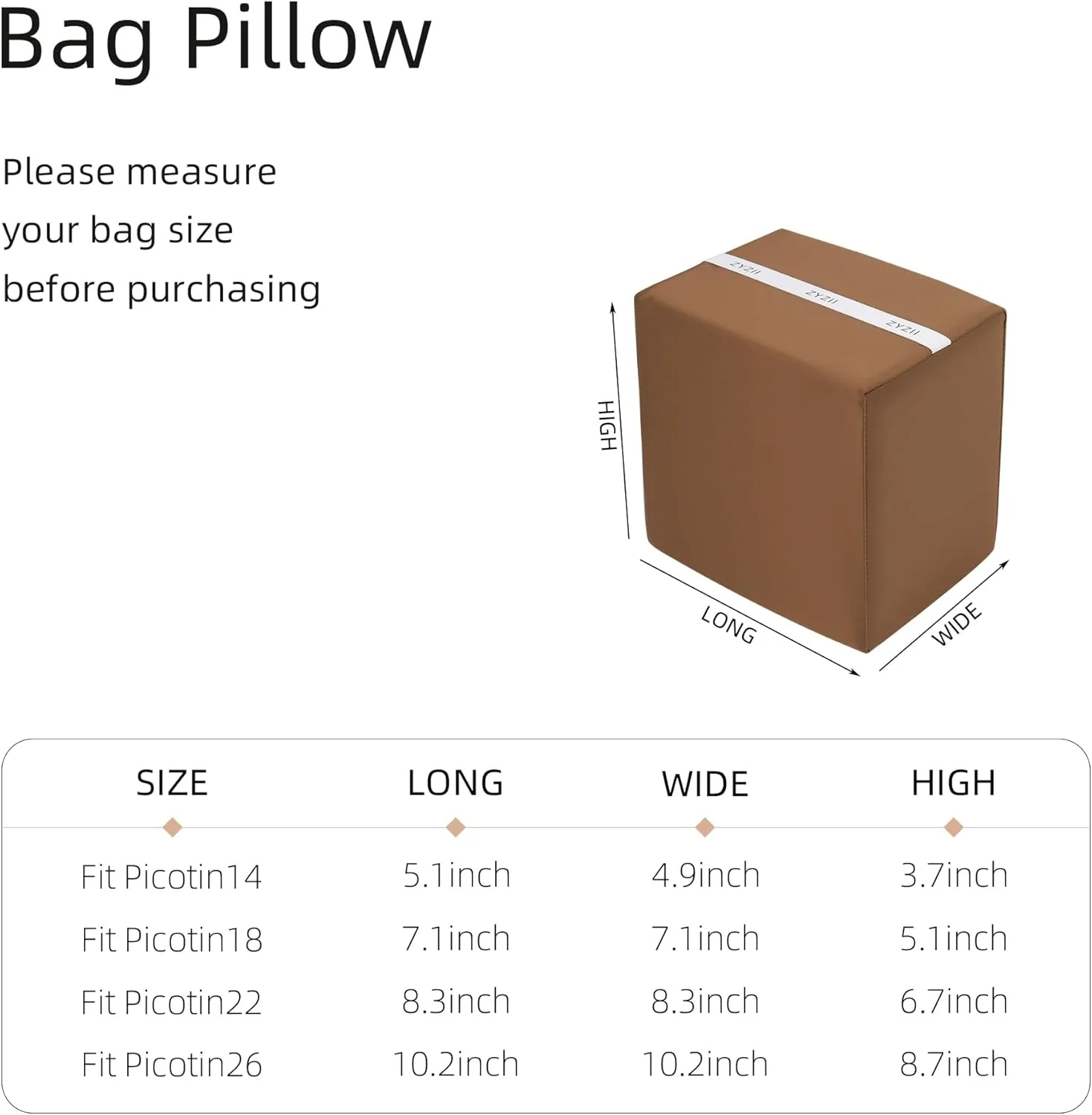 Purse Pillow for Picotin 14/18/22/26,Memory Foam Shaper Insert,Silky Bag Pillow for Luxury Handbag Tote（Gold,PC22）