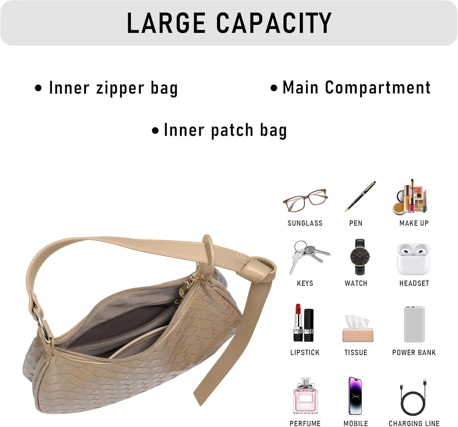 Purse Shoulder bag for women, Cute Mini Clutch Zipper Hobo Tote Handbags