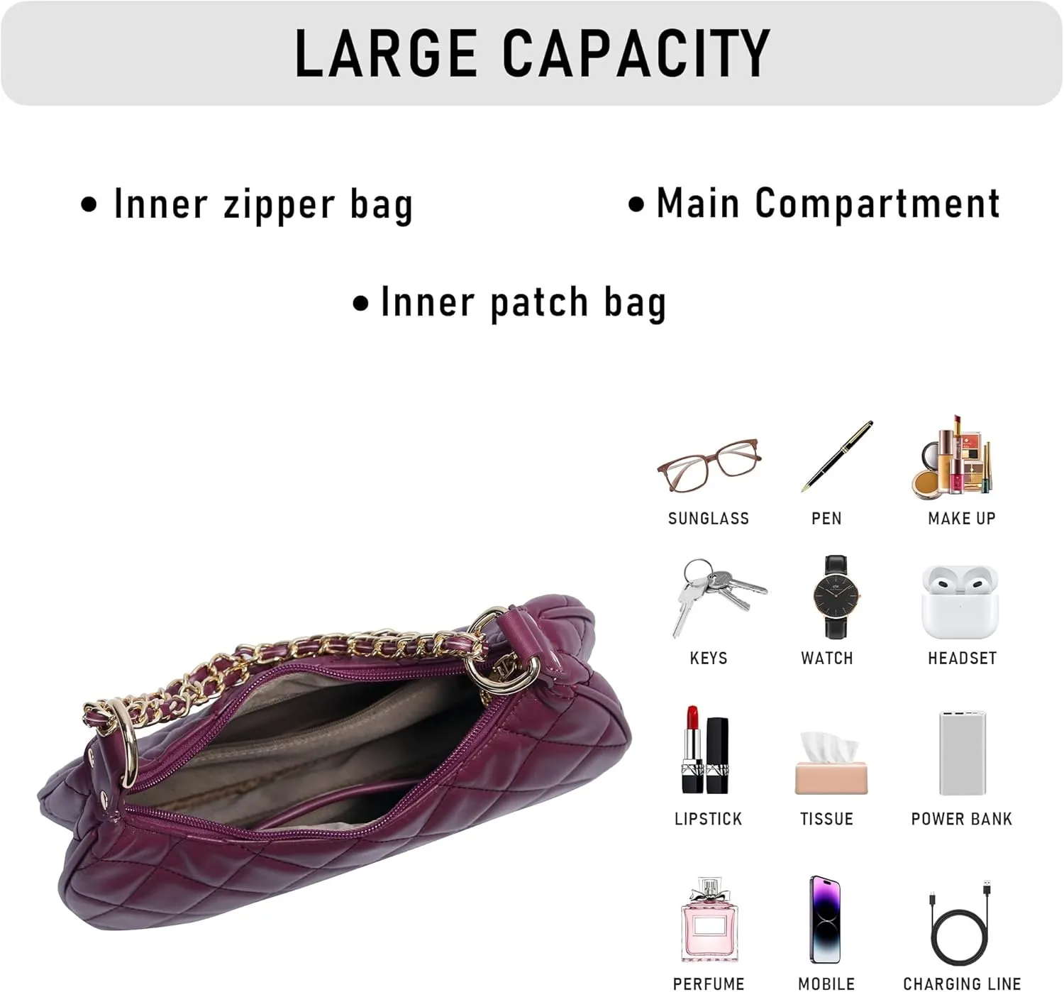 Purse Shoulder bag for women, Cute Mini Clutch Zipper Hobo Tote Handbags