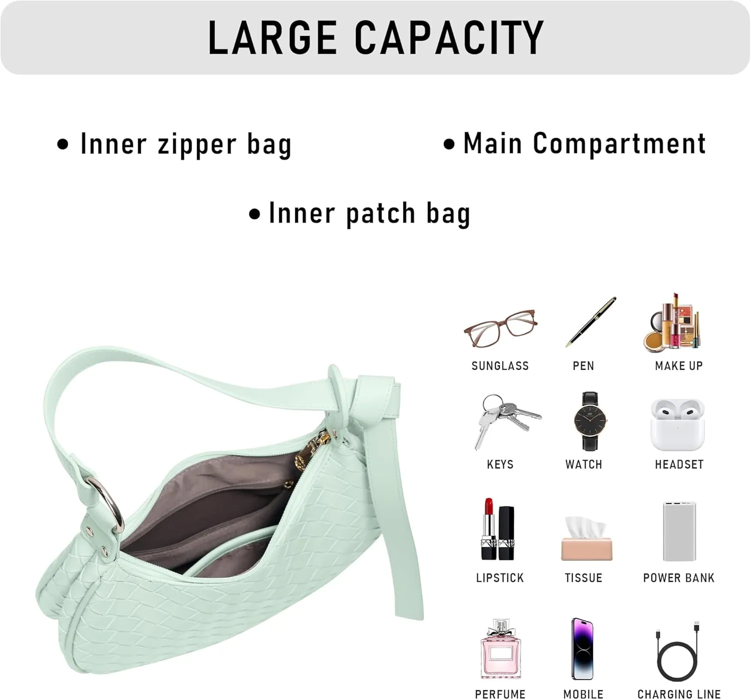 Purse Shoulder bag for women, Cute Mini Clutch Zipper Hobo Tote Handbags