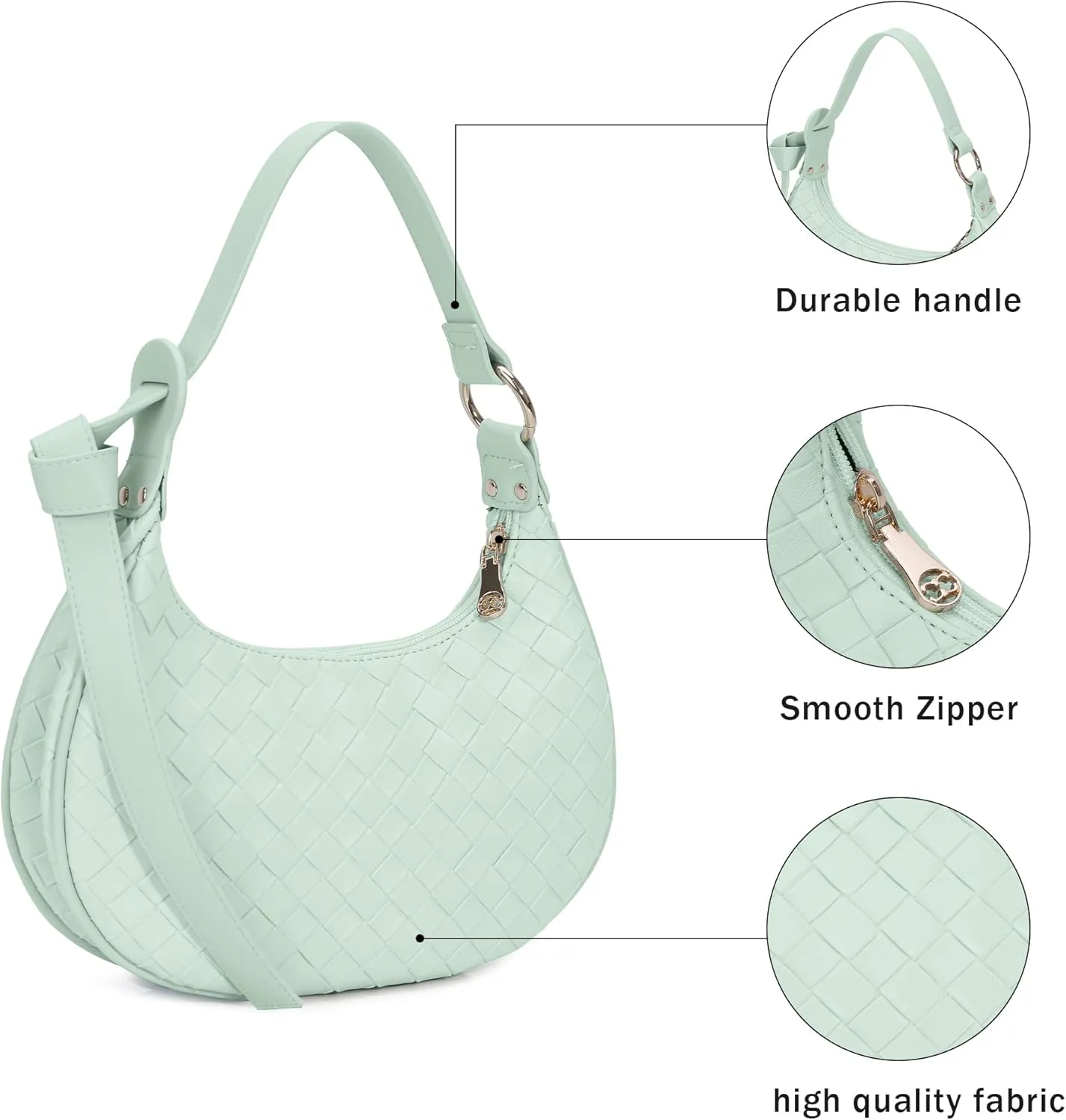 Purse Shoulder bag for women, Cute Mini Clutch Zipper Hobo Tote Handbags