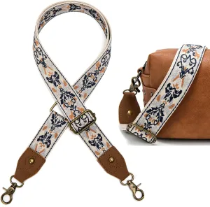 Purse Strap, 1.5" Cowhide Head Wide Shoulder Strap Adjustable Replacement,Jacquard Embroidery Crossbody Bag Straps
