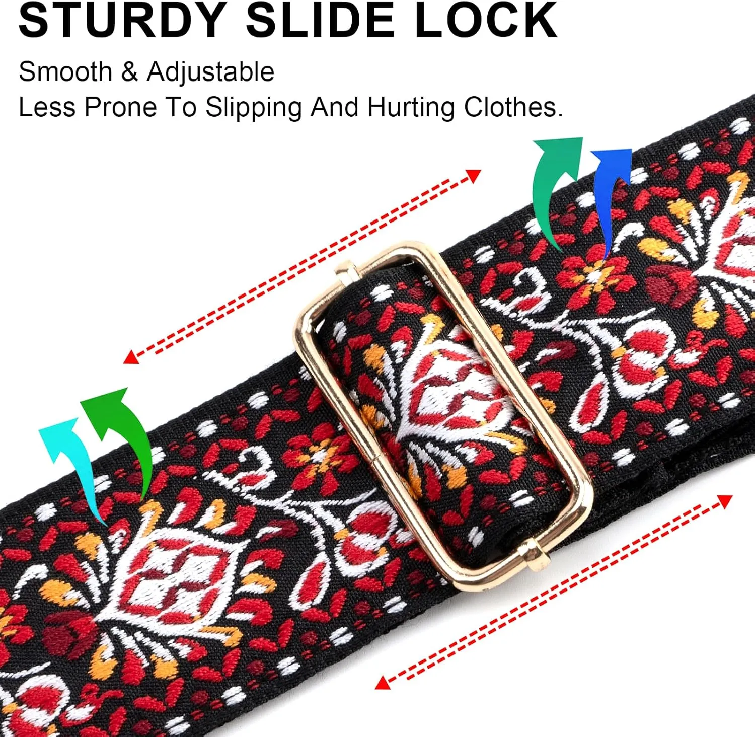 Purse Strap Crossbody, 2" Bag Straps Replacement for Purses, Embroidered Wide Shoulder Strap for Handbag