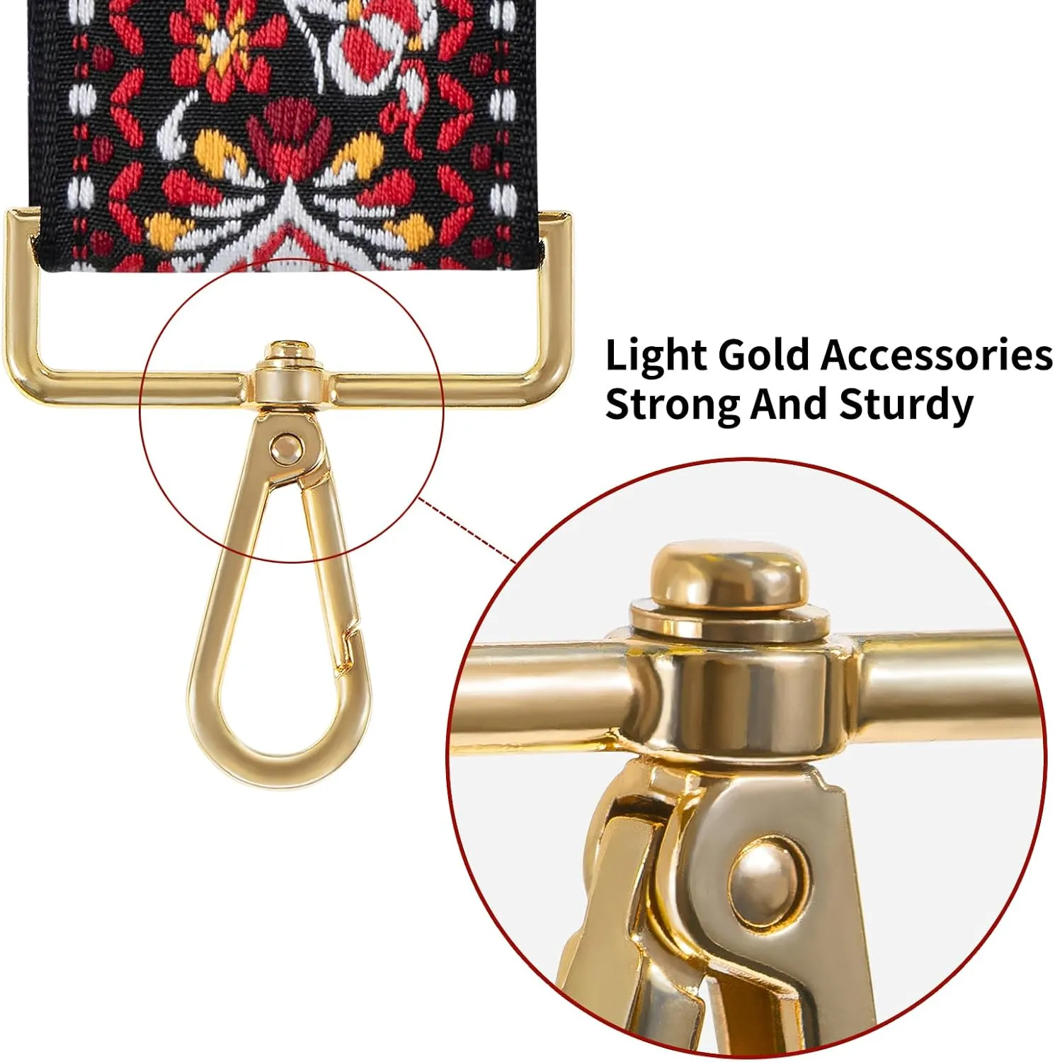Purse Strap Crossbody, 2" Bag Straps Replacement for Purses, Embroidered Wide Shoulder Strap for Handbag