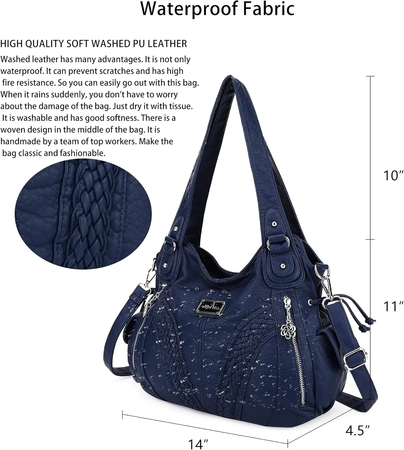 Purses and Handbags Women Fashion Tote Bag Shoulder Bags Top Handle Satchel Purses Washed Synthetic Leather Handbag