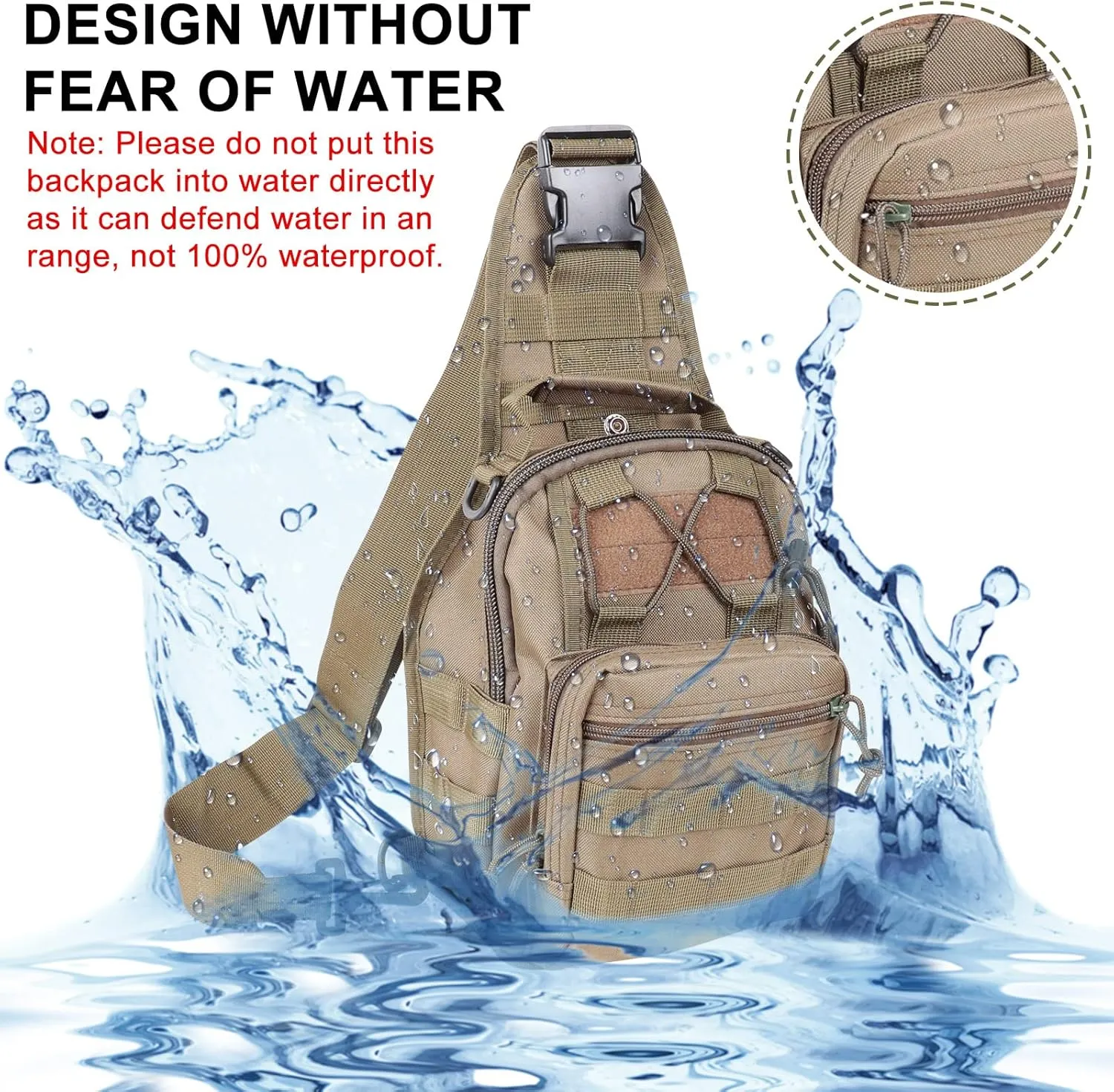 Qcute Tactical Backpack, Waterproof Military Cross-body Molle Sling Shoulder Backpack Chest Bag for Outdoor Every Day Carry