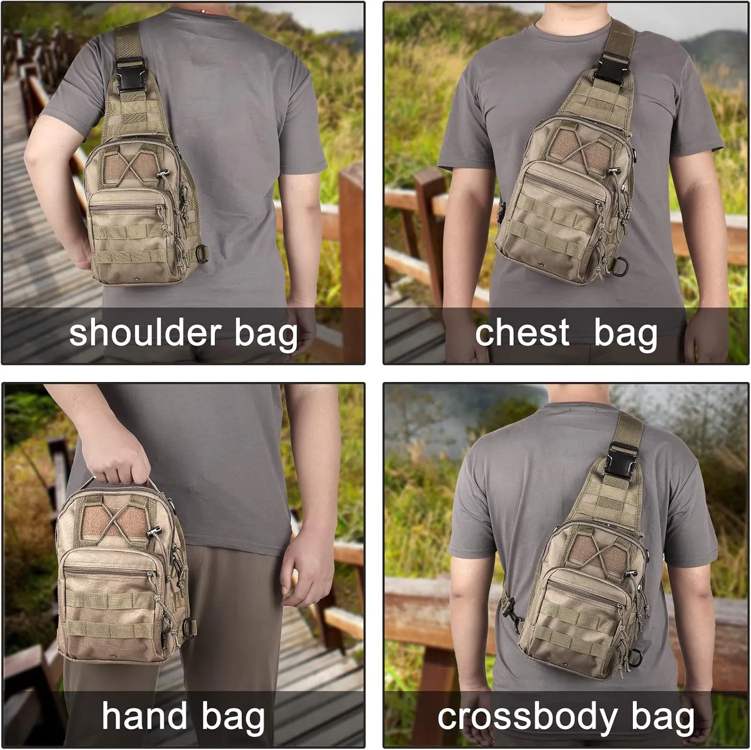Qcute Tactical Backpack, Waterproof Military Cross-body Molle Sling Shoulder Backpack Chest Bag for Outdoor Every Day Carry