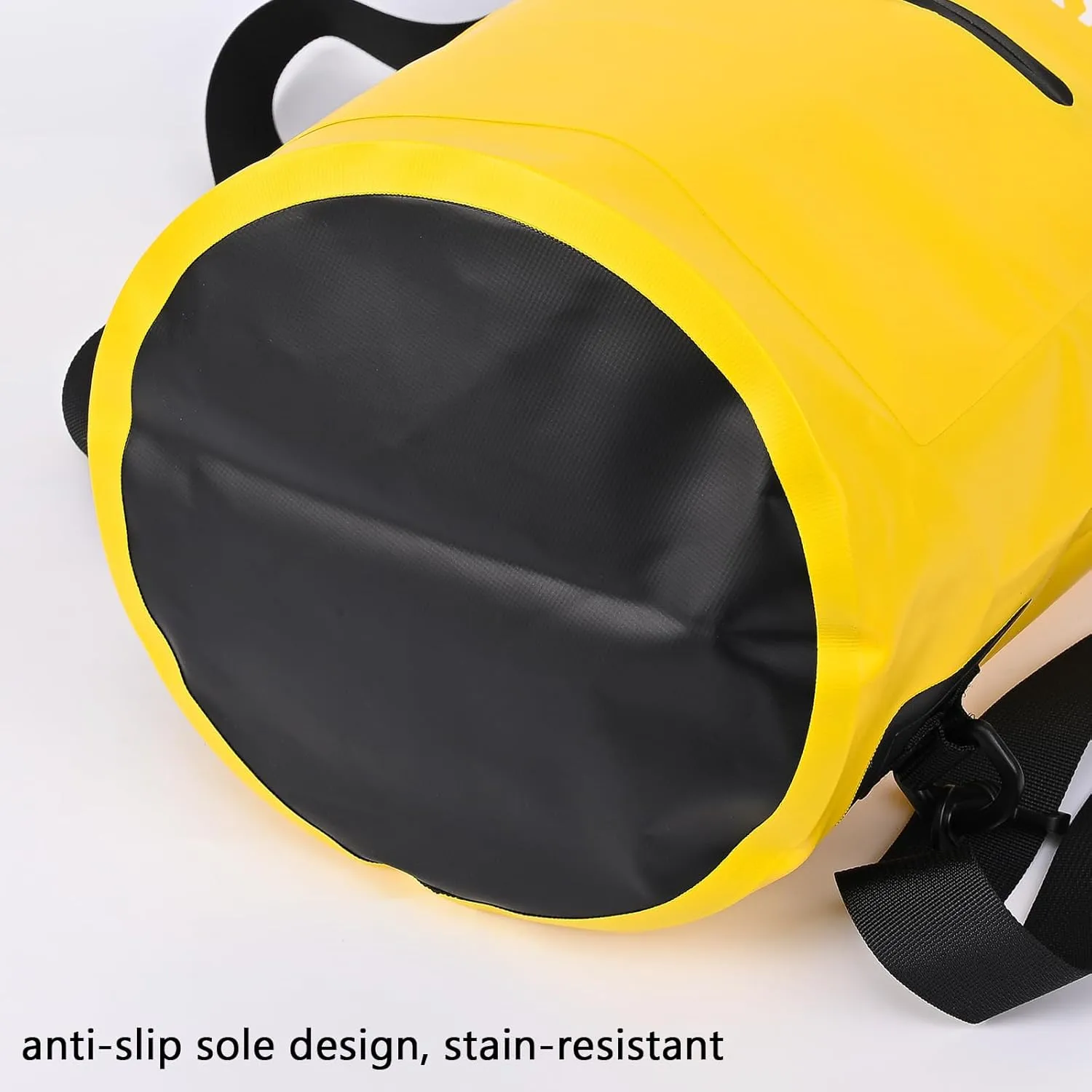Queday Waterproof Dry Bag with Front Zippered Pocket for Women Men, 30L Roll Top Lightweight Dry Storage Bag Backpack for Travel, Kayaking, Boating, Rafting, Camping, Hiking & Beach Yellow