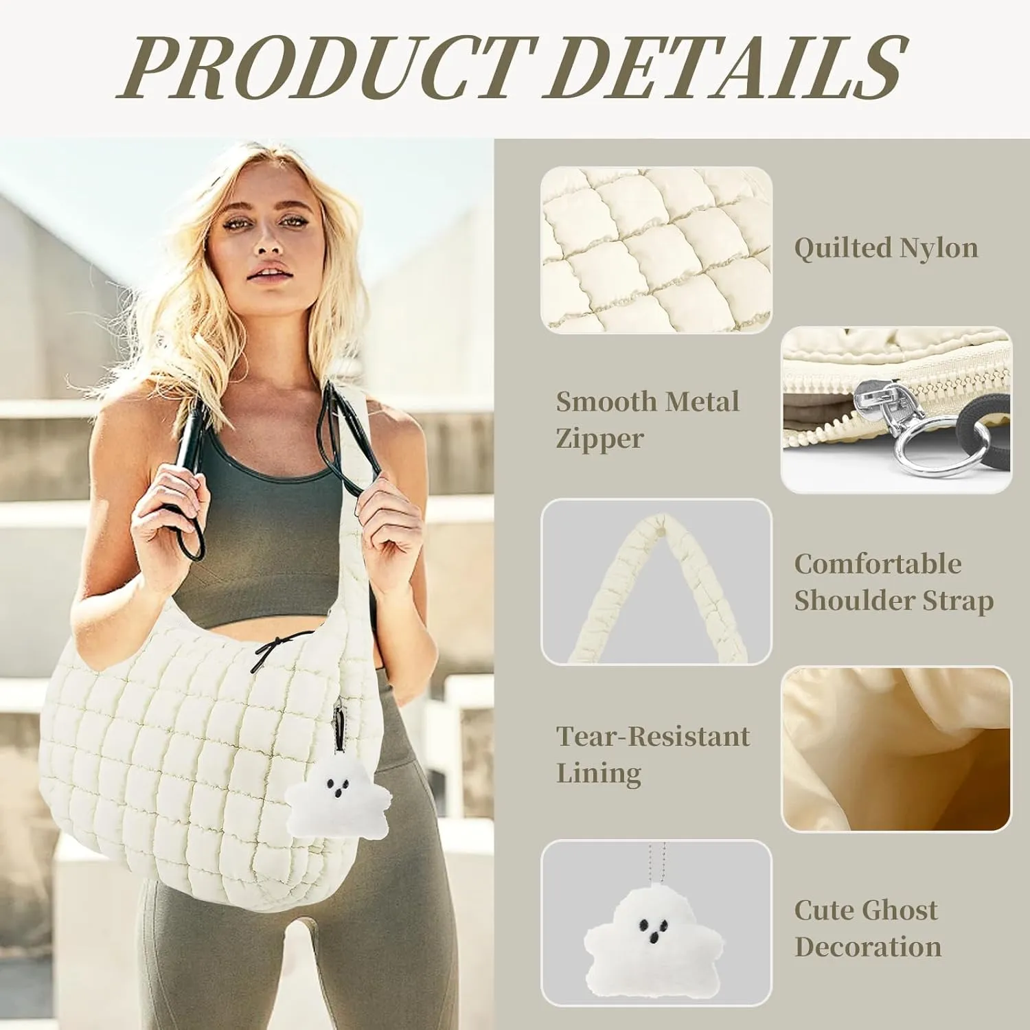 Quilted Puffer Tote Bag Large Quilted Crossbody Hobo Bags for Women Puffy Purse Carryall Bag Nylon Shoulder Handbag
