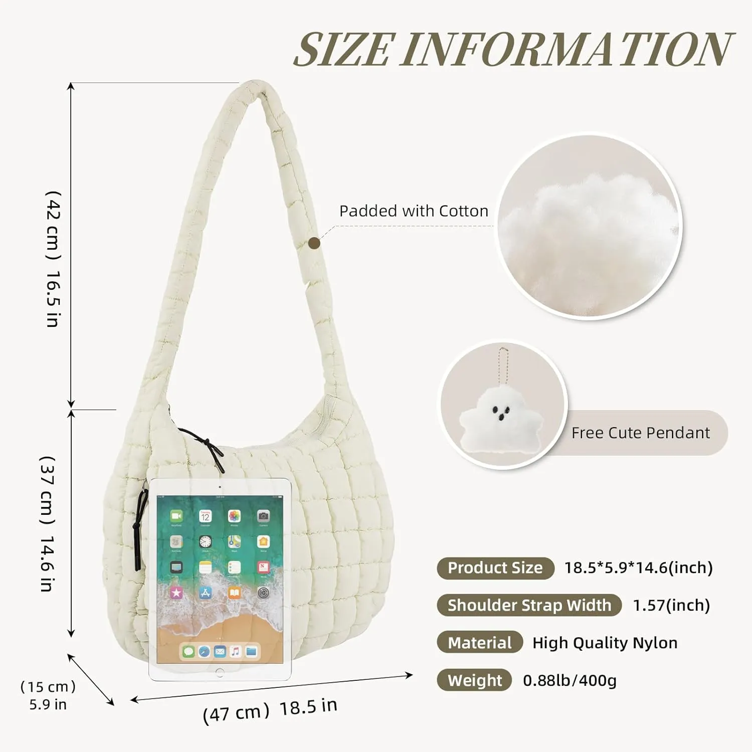 Quilted Puffer Tote Bag Large Quilted Crossbody Hobo Bags for Women Puffy Purse Carryall Bag Nylon Shoulder Handbag