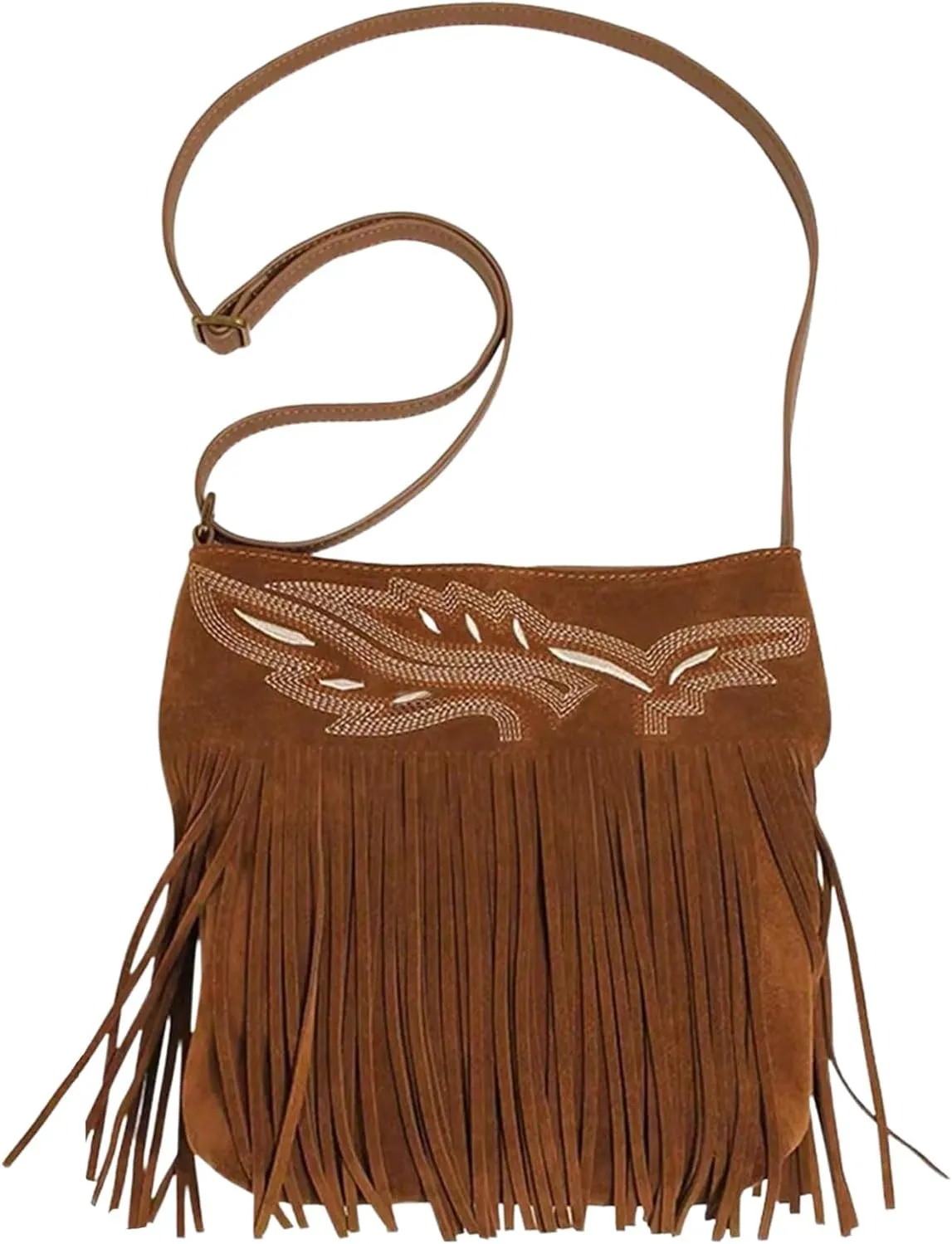 QWINEE Women's Fringe Hobo Bags Tassel Vintage Suede Crossbody Bag Shoulder Bags